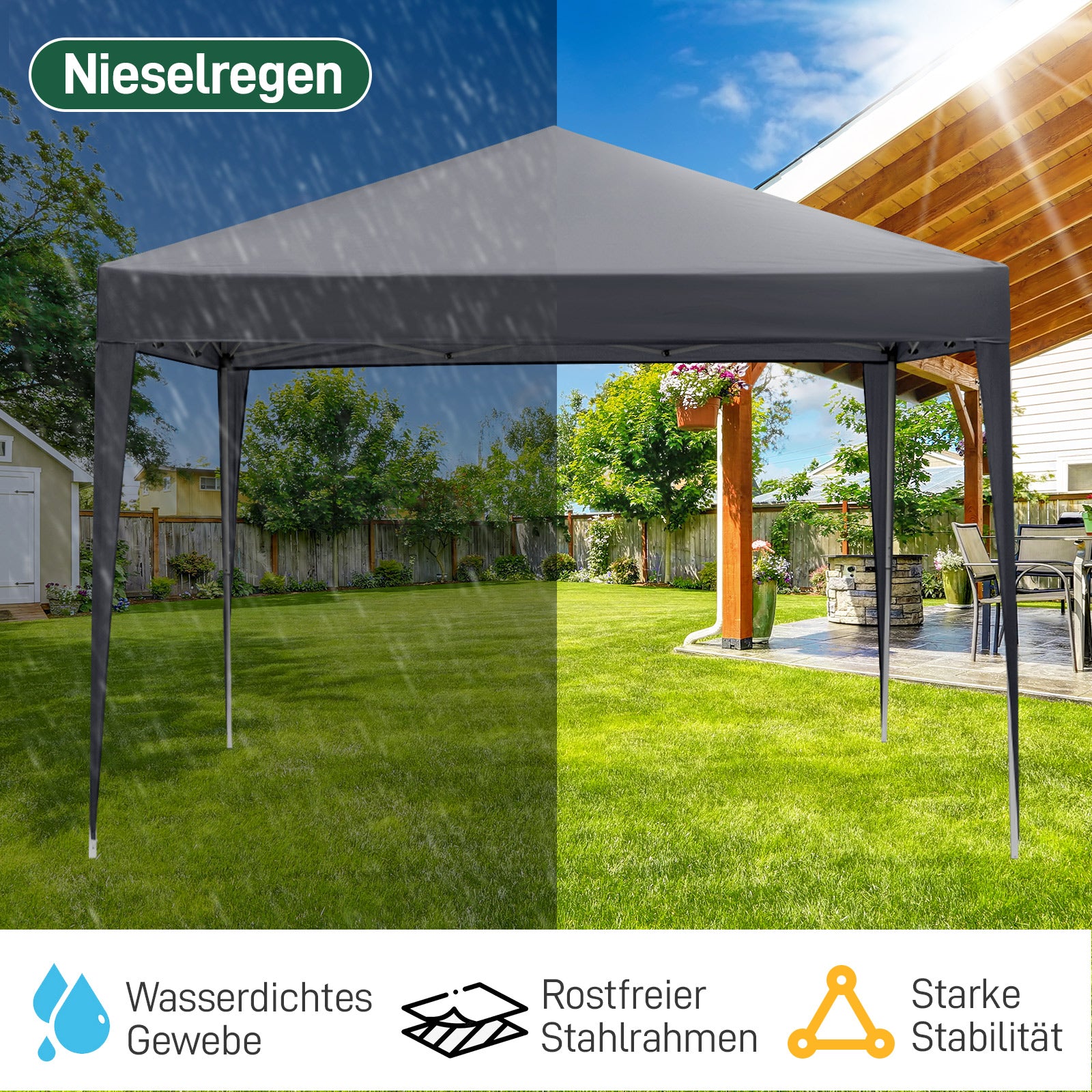 HAOYYE  Pop Up Canopy, UV Resistant Waterproof Outdoor Shelter with Adjustable Height and Carrying Bag, Ideal for Events, Camping, and Patio Use