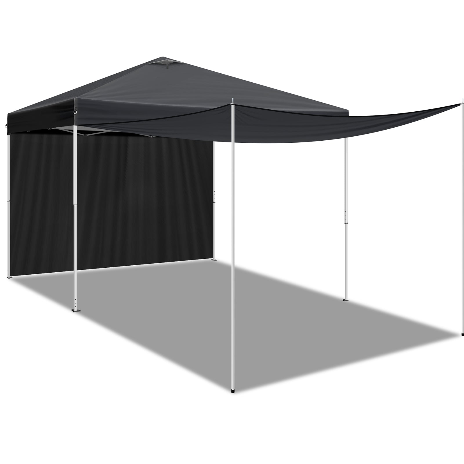 HAOYYE 10x10ft Dark Grey Pop Up Canopy Tent with 2 Removable Sidewalls and 4 Steel Support Poles Waterproof Oxford Fabric Folding Gazebo with White Powder Coated Frame Portable Outdoor Shelter for Patio Garden Party and Market Use