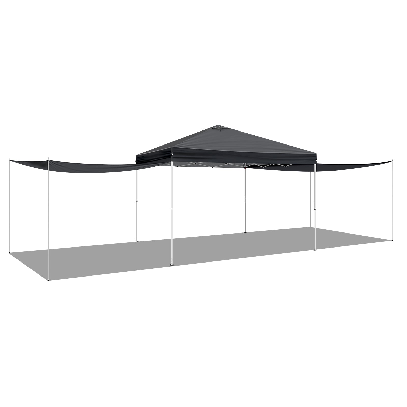 HAOYYE 10x10ft Dark Grey Pop Up Canopy Tent with 2 Removable Sidewalls and 4 Steel Support Poles Waterproof Oxford Fabric Folding Gazebo with White Powder Coated Frame Portable Outdoor Shelter for Patio Garden Party and Market Use