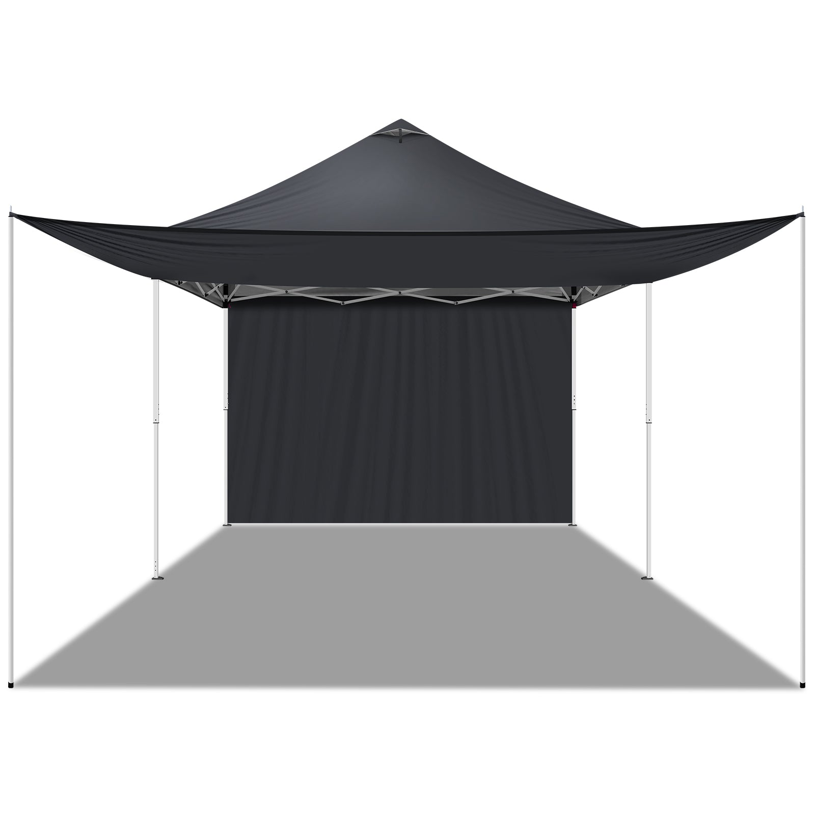 HAOYYE 10x10ft Dark Grey Pop Up Canopy Tent with 2 Removable Sidewalls and 4 Steel Support Poles Waterproof Oxford Fabric Folding Gazebo with White Powder Coated Frame Portable Outdoor Shelter for Patio Garden Party and Market Use