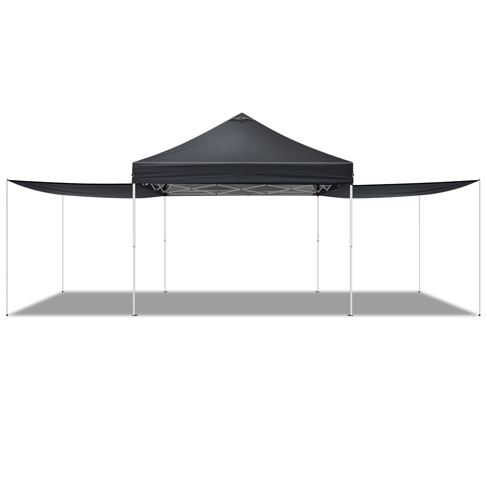 HAOYYE 10x10ft Dark Grey Pop Up Canopy Tent with 2 Removable Sidewalls and 4 Steel Support Poles Waterproof Oxford Fabric Folding Gazebo with White Powder Coated Frame Portable Outdoor Shelter for Patio Garden Party and Market Use
