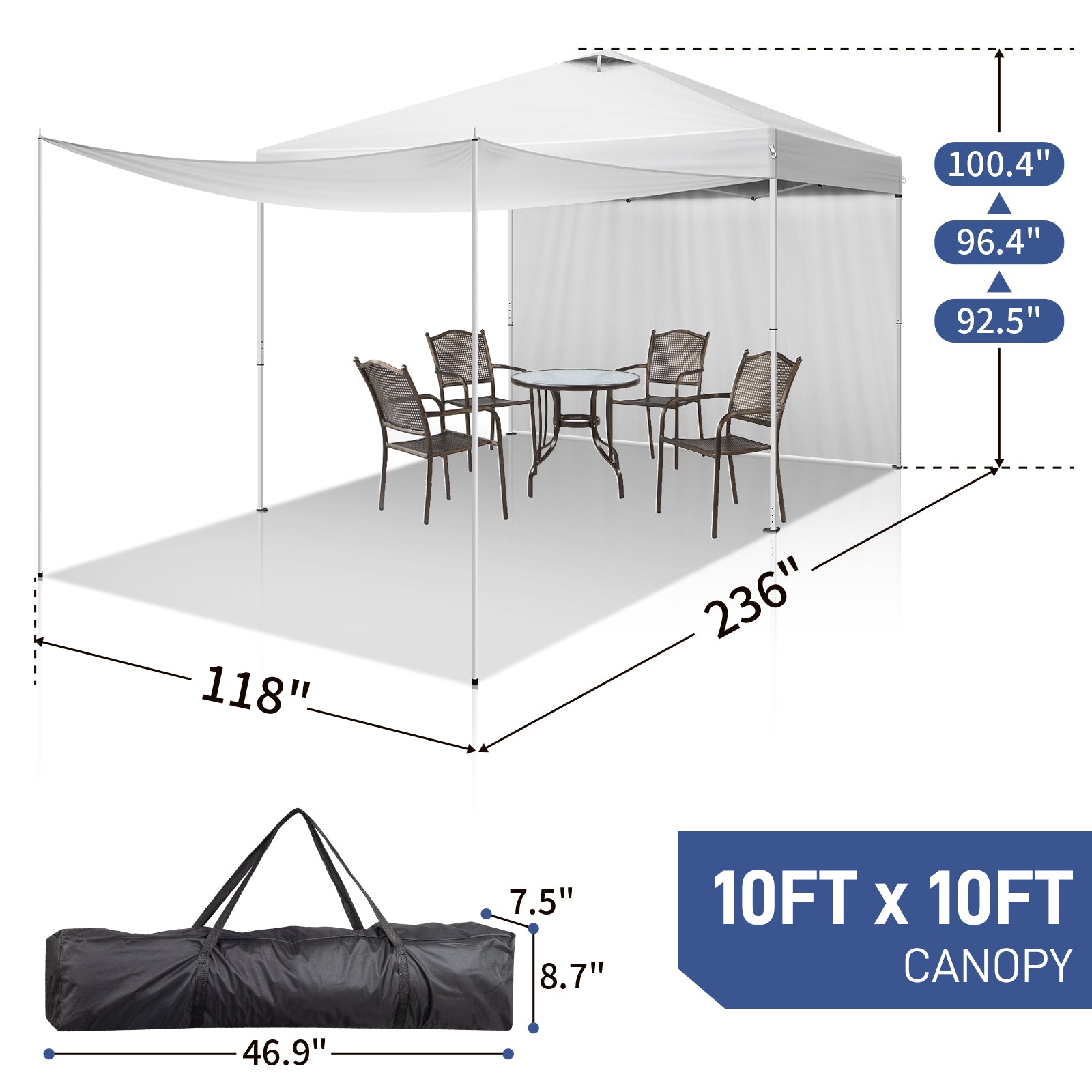HAOYYE Pop Up Canopy Tent with 2 Removable Sidewalls Outdoor Portable Gazebo with Waterproof UV Resistant Oxford Fabric Carrying Bag and Steel Frame for Patio Camping Lawn Backyard Events