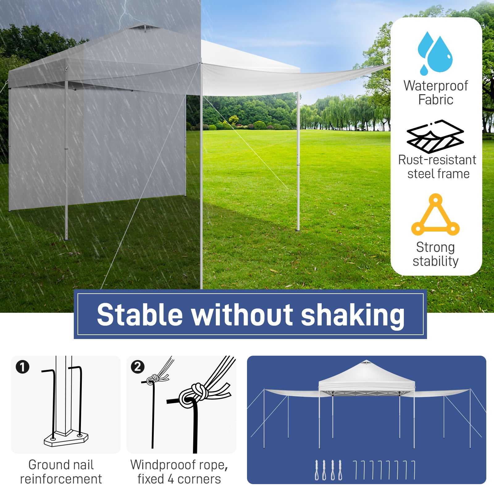 HAOYYE Pop Up Canopy Tent with 2 Removable Sidewalls Outdoor Portable Gazebo with Waterproof UV Resistant Oxford Fabric Carrying Bag and Steel Frame for Patio Camping Lawn Backyard Events