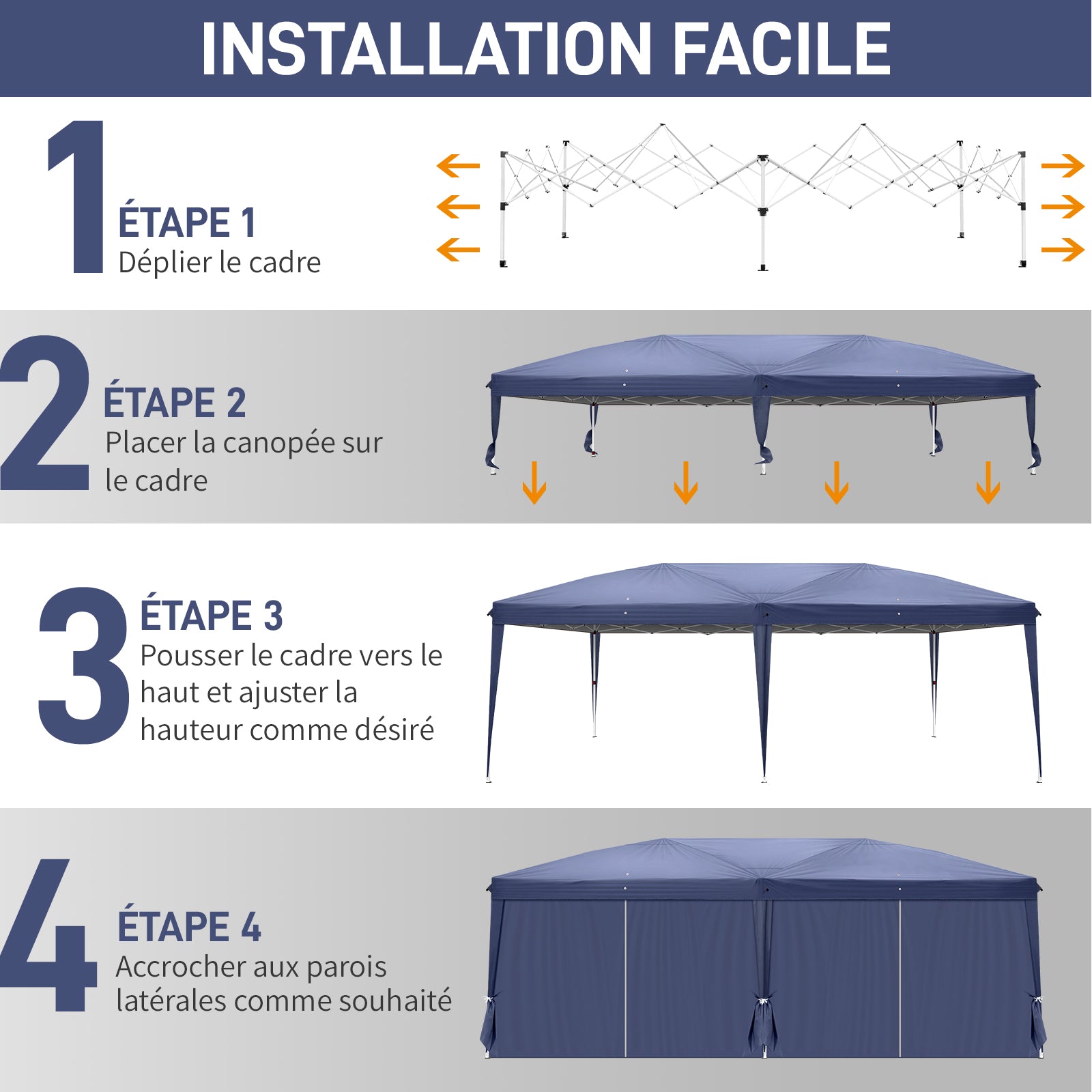 Haoyye 10x20ft Waterproof Folding Tent with Four Windows and Removable Sidewalls Outdoor Canopy Shelter with Steel Frame Portable Event Tent for Backyard Camping Picnic Party Market Easy Setup
