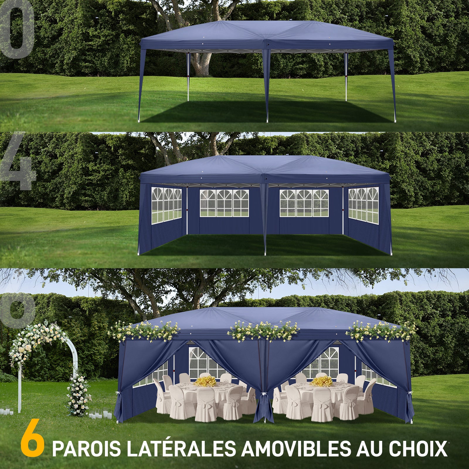 Haoyye 10x20ft Waterproof Folding Tent with Four Windows and Removable Sidewalls Outdoor Canopy Shelter with Steel Frame Portable Event Tent for Backyard Camping Picnic Party Market Easy Setup