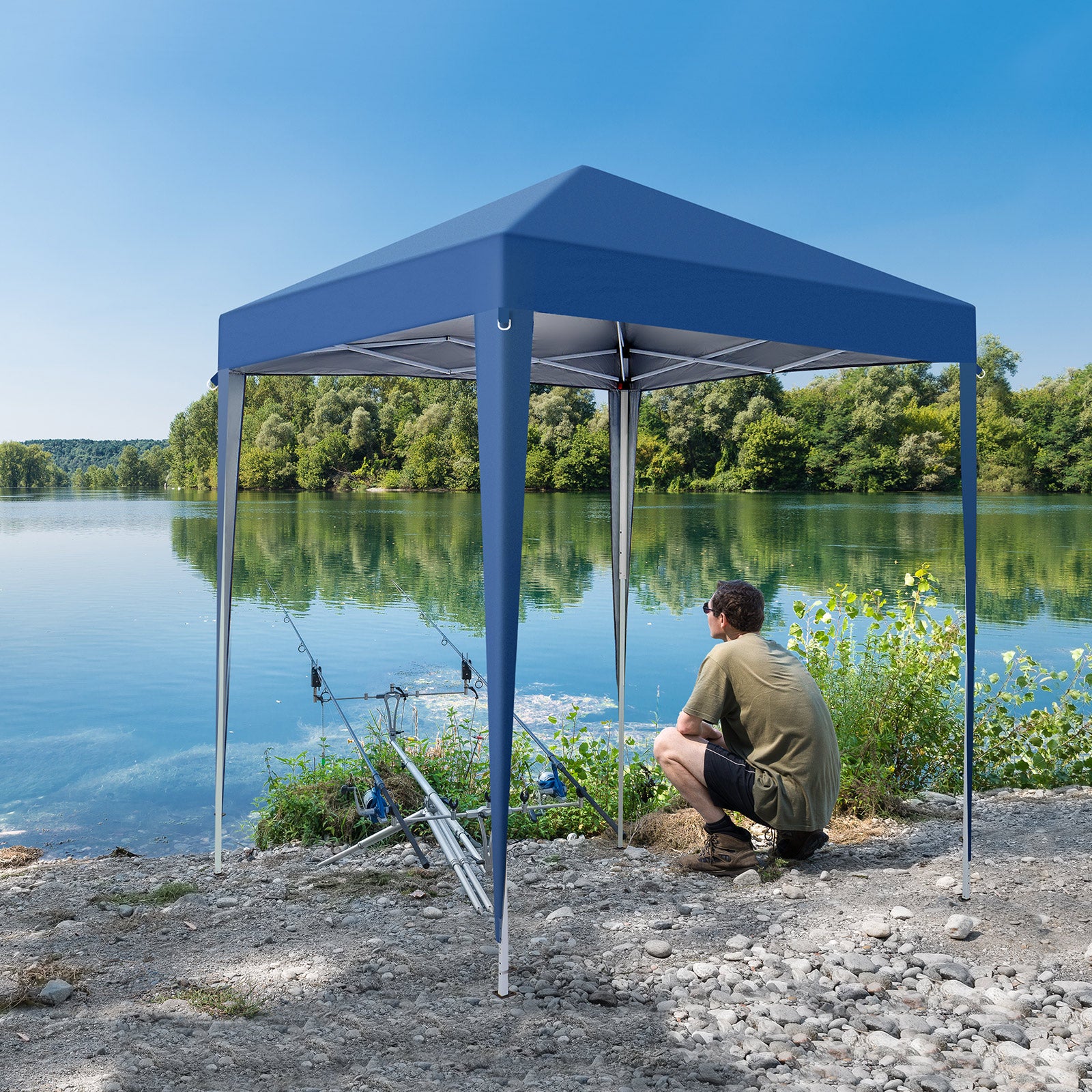 HAOYYE 6.56*6.56*8.04ft Practical Waterproof Folding Tent, Pop-Up Canopy with Carry Bag, Outdoor Portable Event Shelter with Durable Steel Frame for Backyard, Beach, Party, Camping, Easy Setup