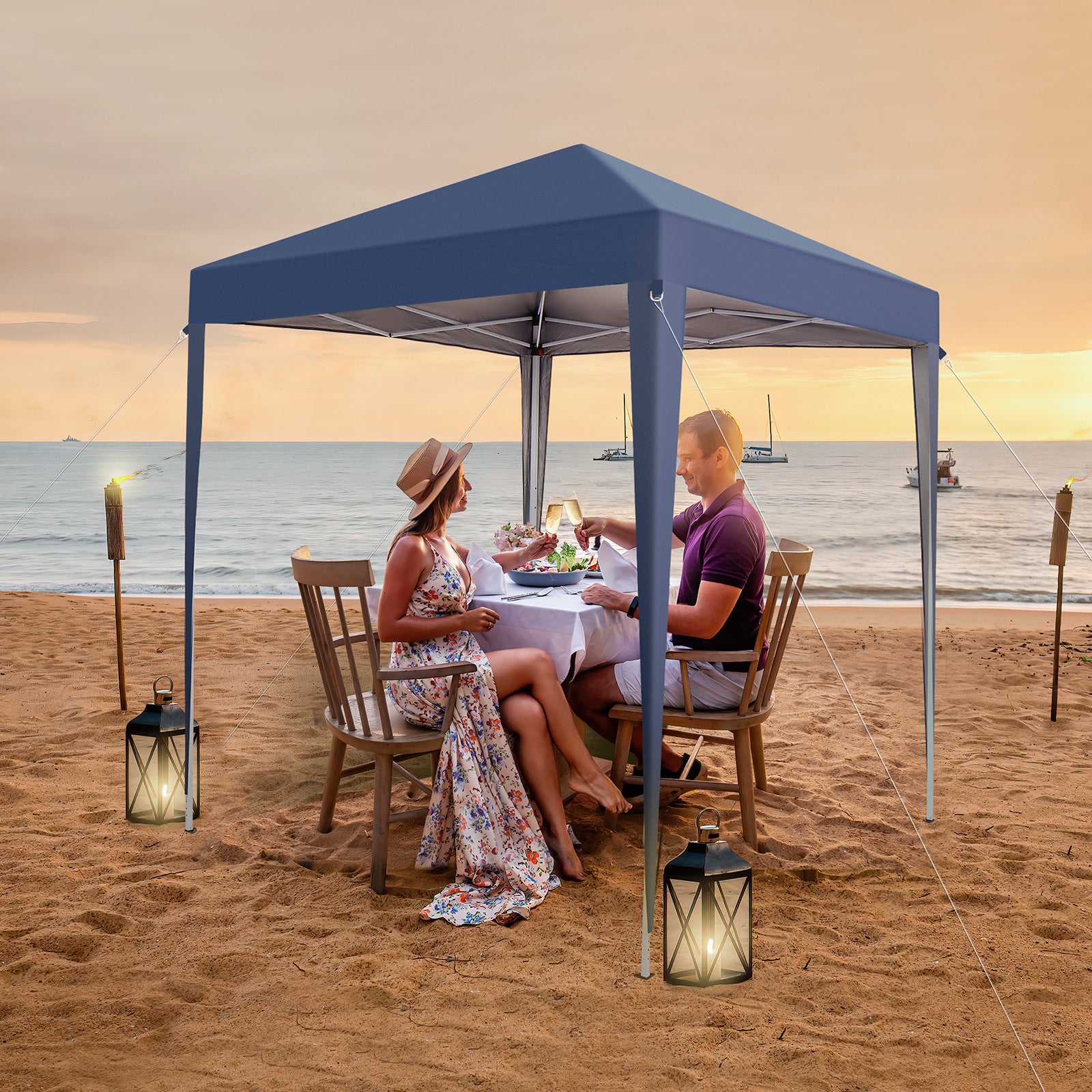 HAOYYE 6.56*6.56*8.04ft Practical Waterproof Folding Tent, Pop-Up Canopy with Carry Bag, Outdoor Portable Event Shelter with Durable Steel Frame for Backyard, Beach, Party, Camping, Easy Setup