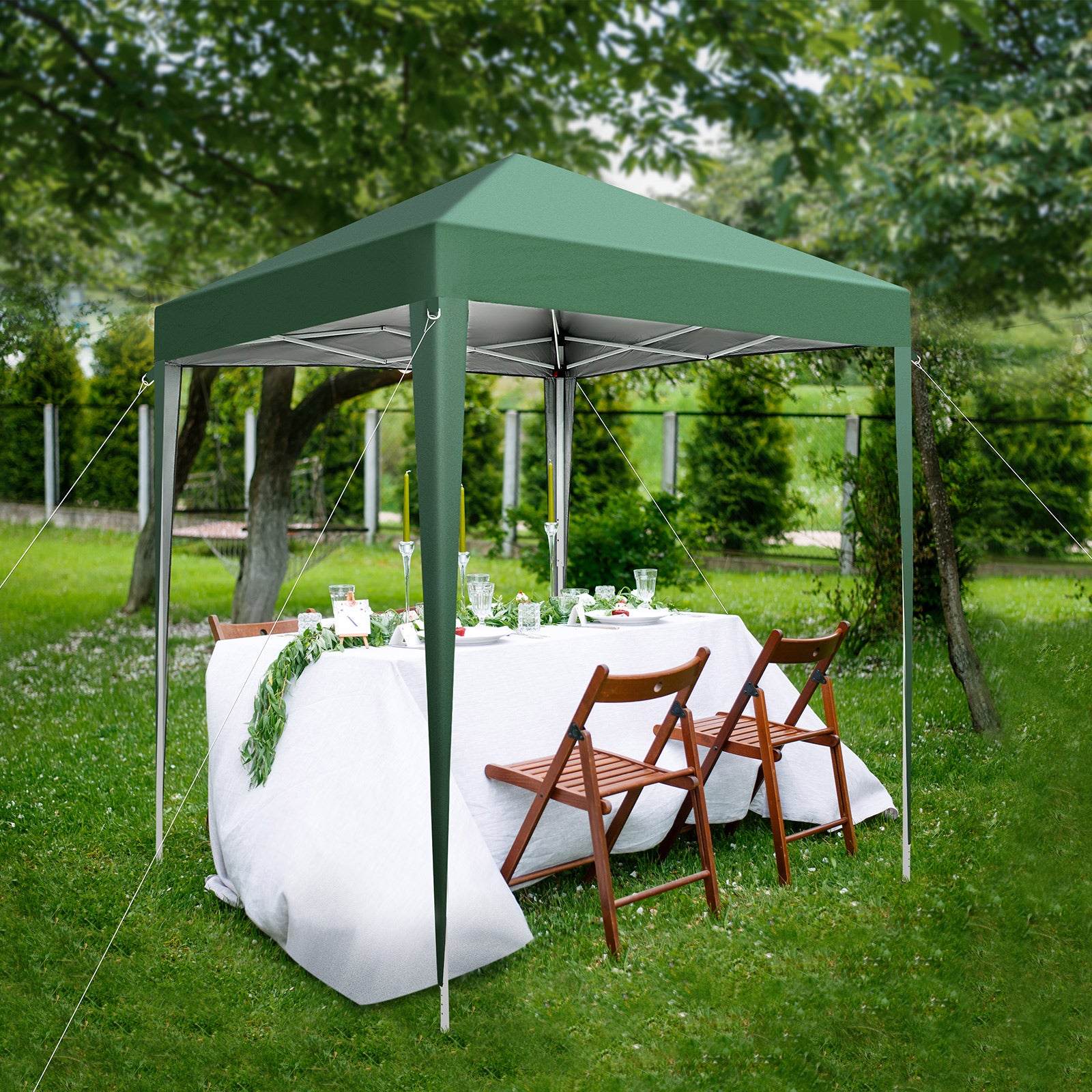 HAOYYE 6.56*6.56*8.04ft Green Outdoor Folding Tent Waterproof Canopy Shelter with Right-Angle Steel Frame for Patio Garden Picnic Camping Event Easy Setup