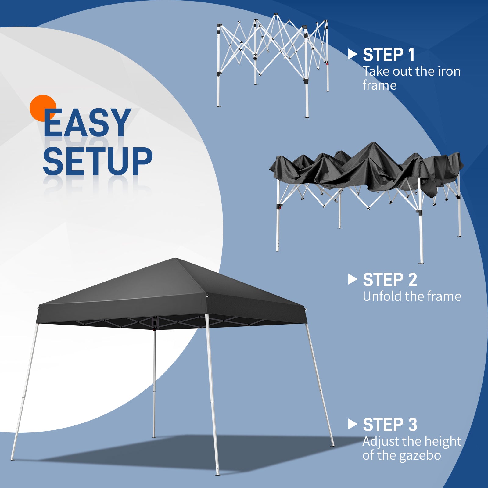 HAOYYE  Pop Up Canopy Tent, Outdoor Tent Canopy Foldable Portable Canopies for Camping, Patio, Easy Up Gazebo Canopy with Carry Bag Slant Legs