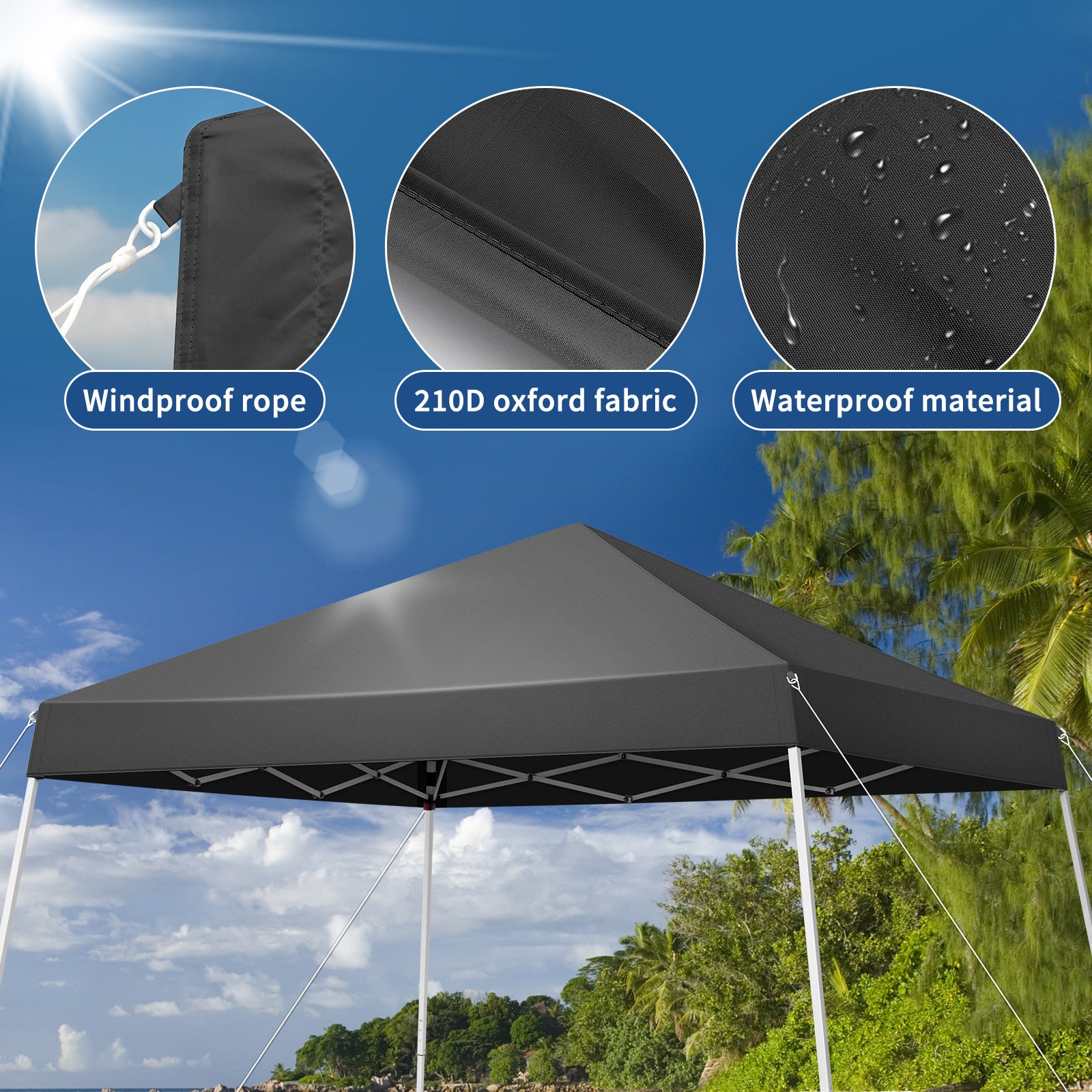 HAOYYE  Pop Up Canopy Tent, Outdoor Tent Canopy Foldable Portable Canopies for Camping, Patio, Easy Up Gazebo Canopy with Carry Bag Slant Legs