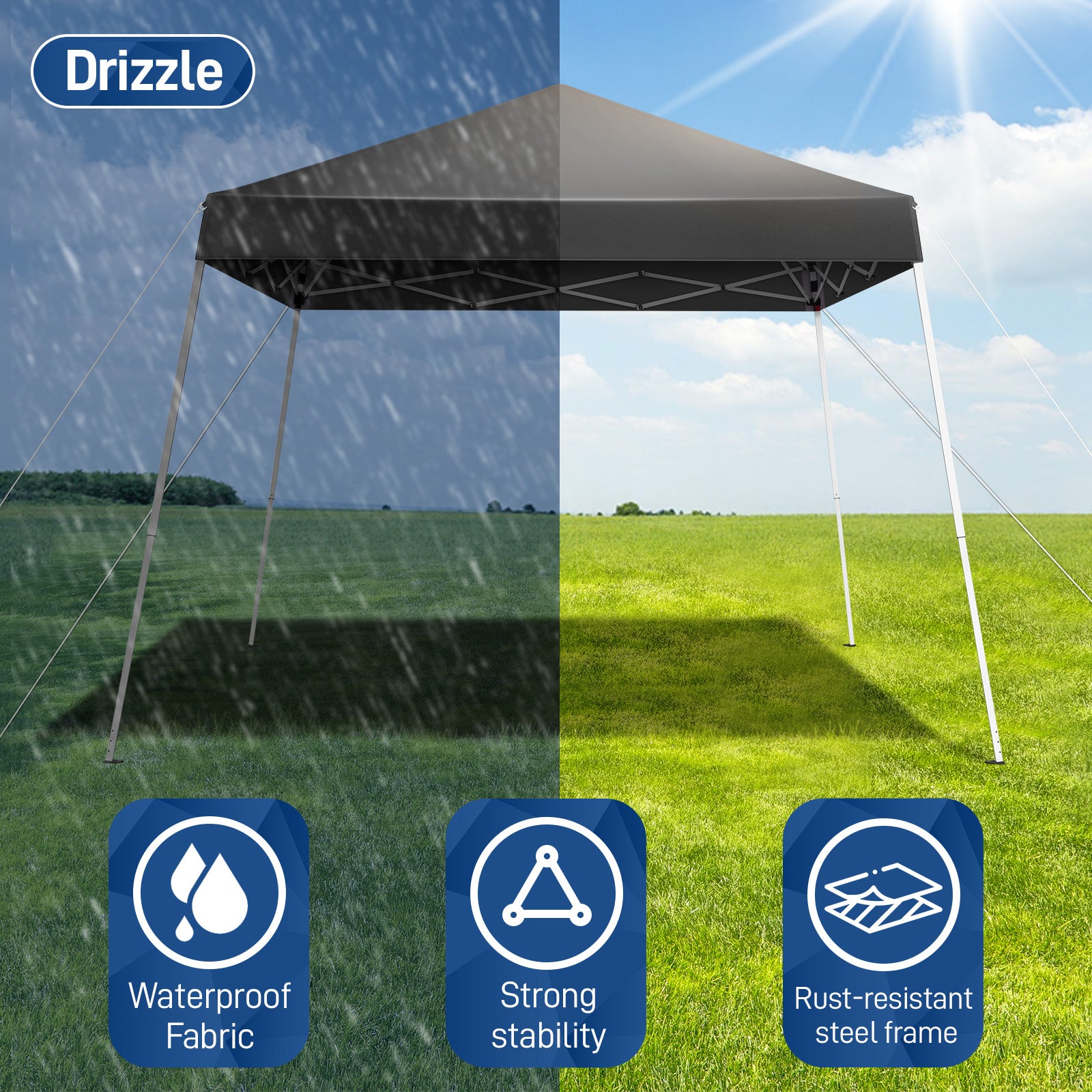 HAOYYE  Pop Up Canopy Tent, Outdoor Tent Canopy Foldable Portable Canopies for Camping, Patio, Easy Up Gazebo Canopy with Carry Bag Slant Legs