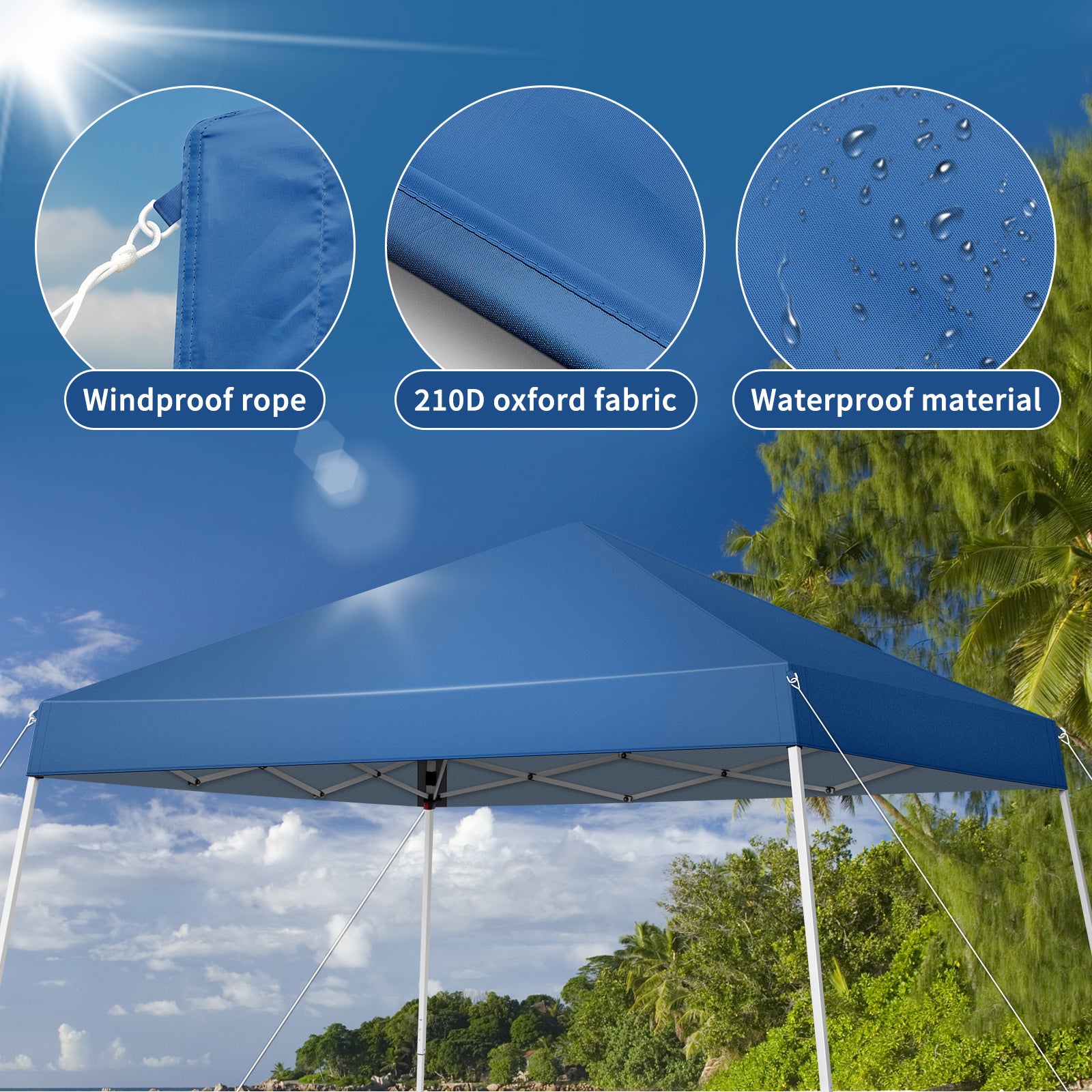 HAOYYE 8x8ft Portable Waterproof Folding Tent with Carry Bag, Pop-Up Outdoor Canopy with Steel Frame for Patio Garden Camping Market Events