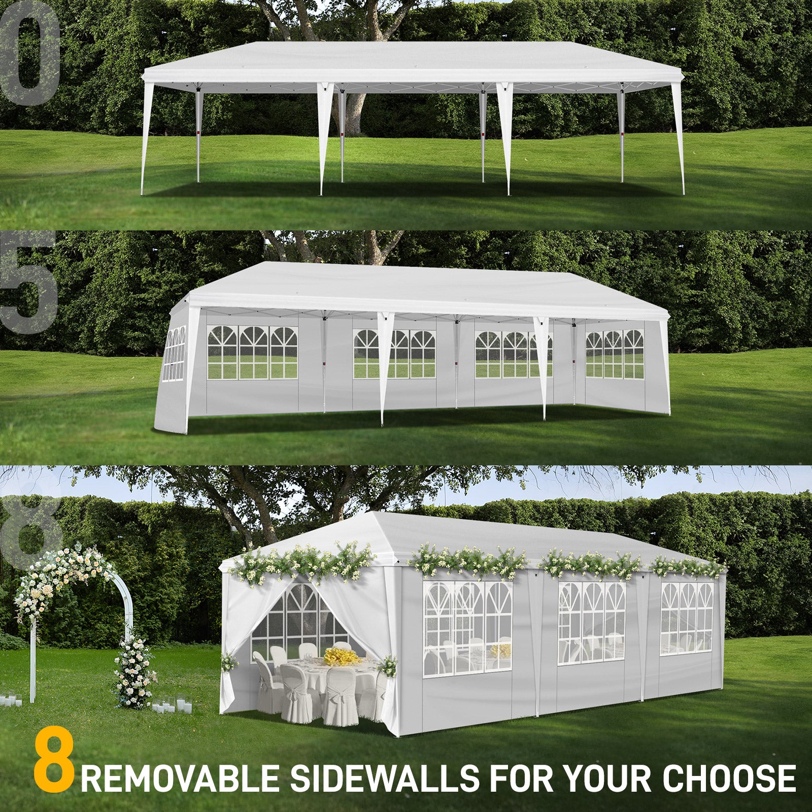 HAOYYE Outdoor Canopy, Portable Instant Canopy Tent with 8 Sidewalls for Outdoor Events, Parties, Weddings, Birthdays, and Graduations