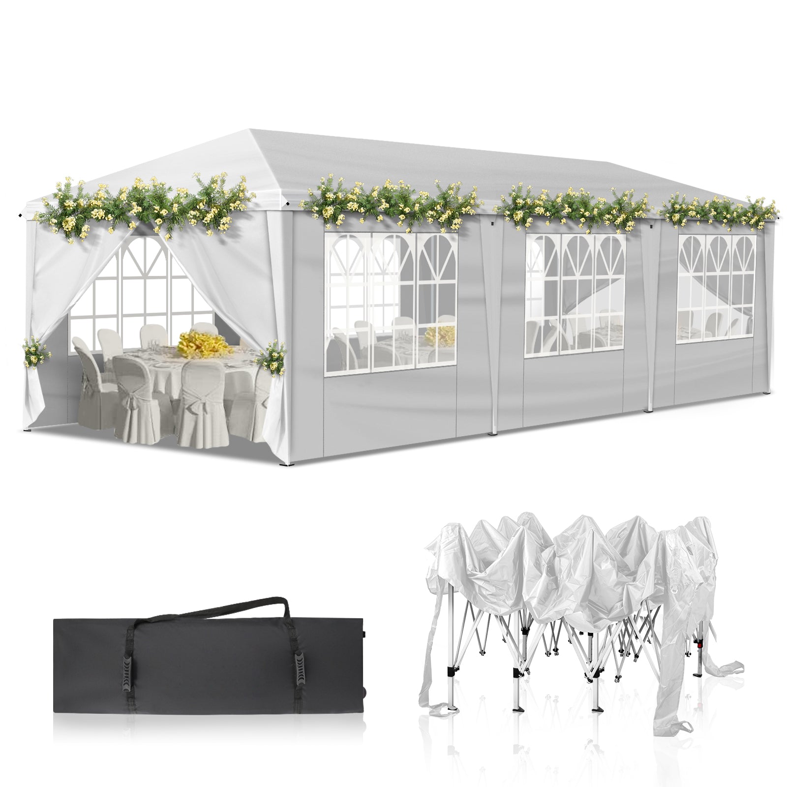 HAOYYE Outdoor Canopy, Portable Instant Canopy Tent with 8 Sidewalls for Outdoor Events, Parties, Weddings, Birthdays, and Graduations