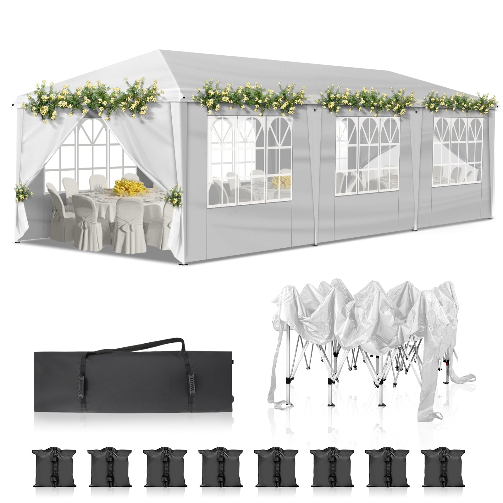 HAOYYE Outdoor Canopy, Portable Instant Canopy Tent with 8 Sidewalls for Outdoor Events, Parties, Weddings, Birthdays, and Graduations