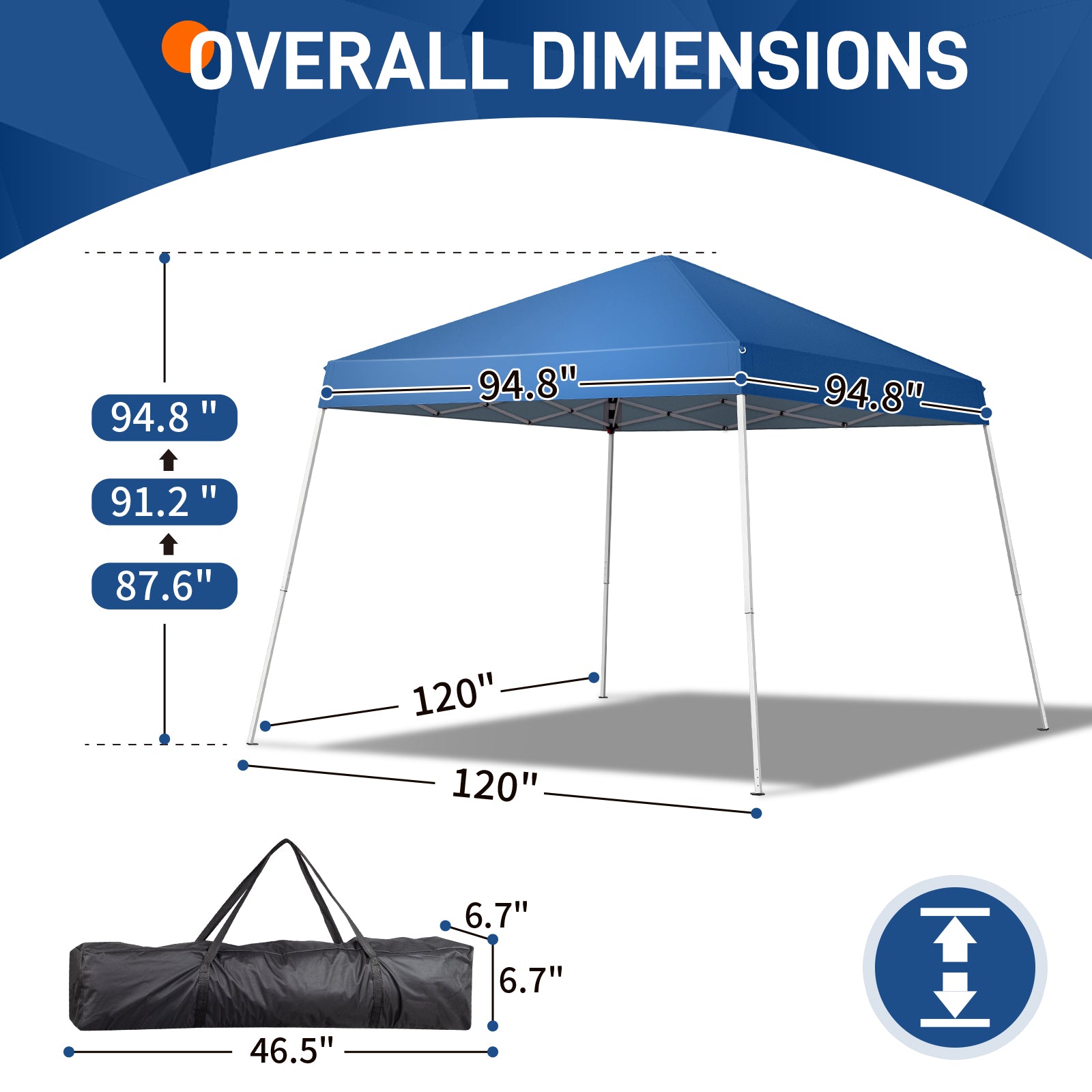 HAOYYE 3x3m Outdoor Folding Canopy Tent Waterproof Pop Up Shelter with Carry Bag Portable Blue Gazebo for Patio Garden Backyard Party Events