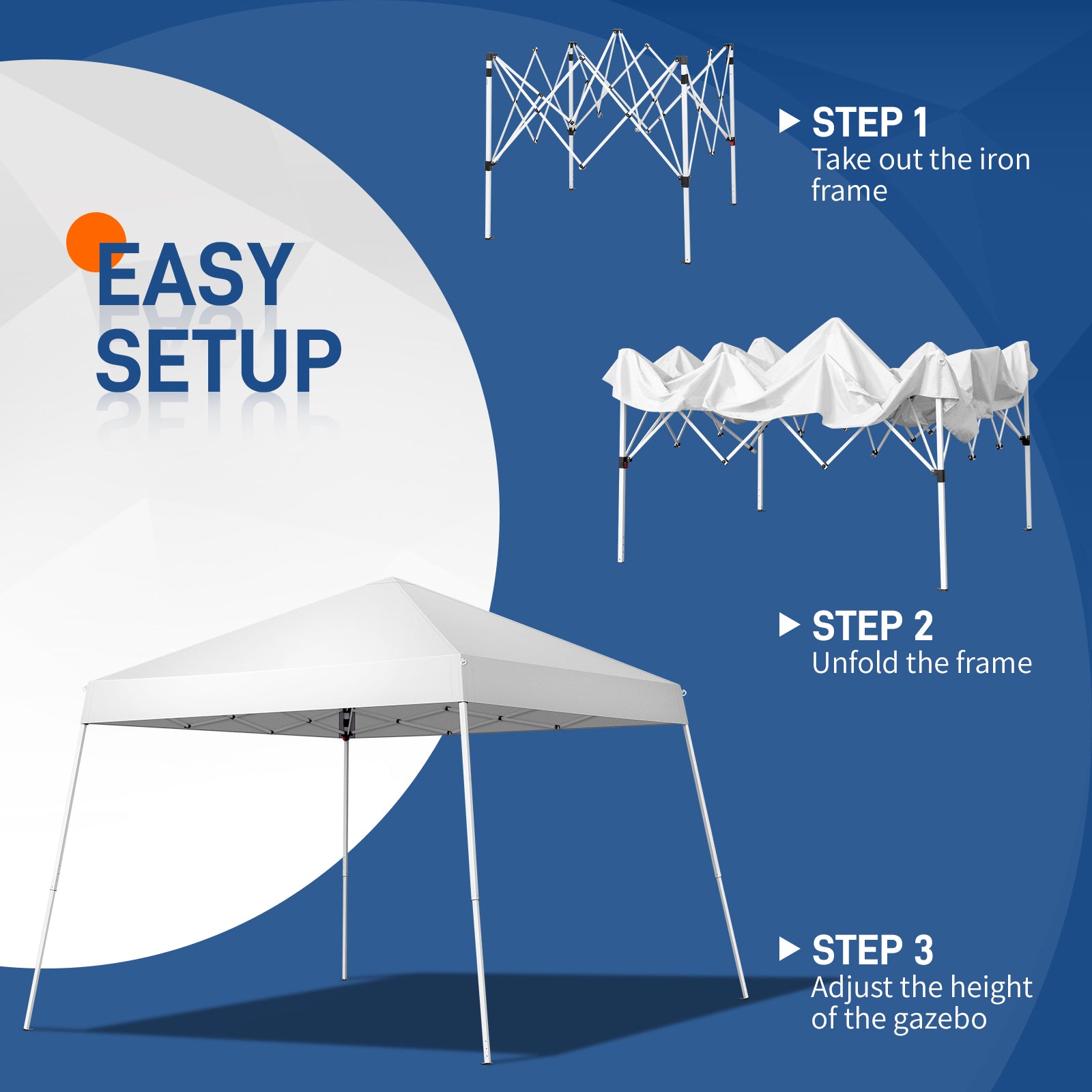 HAOYYE 3x3m Portable Folding Canopy Tent Outdoor Waterproof Pop Up Gazebo with Carry Bag for Patio Garden Backyard Event Shelte
