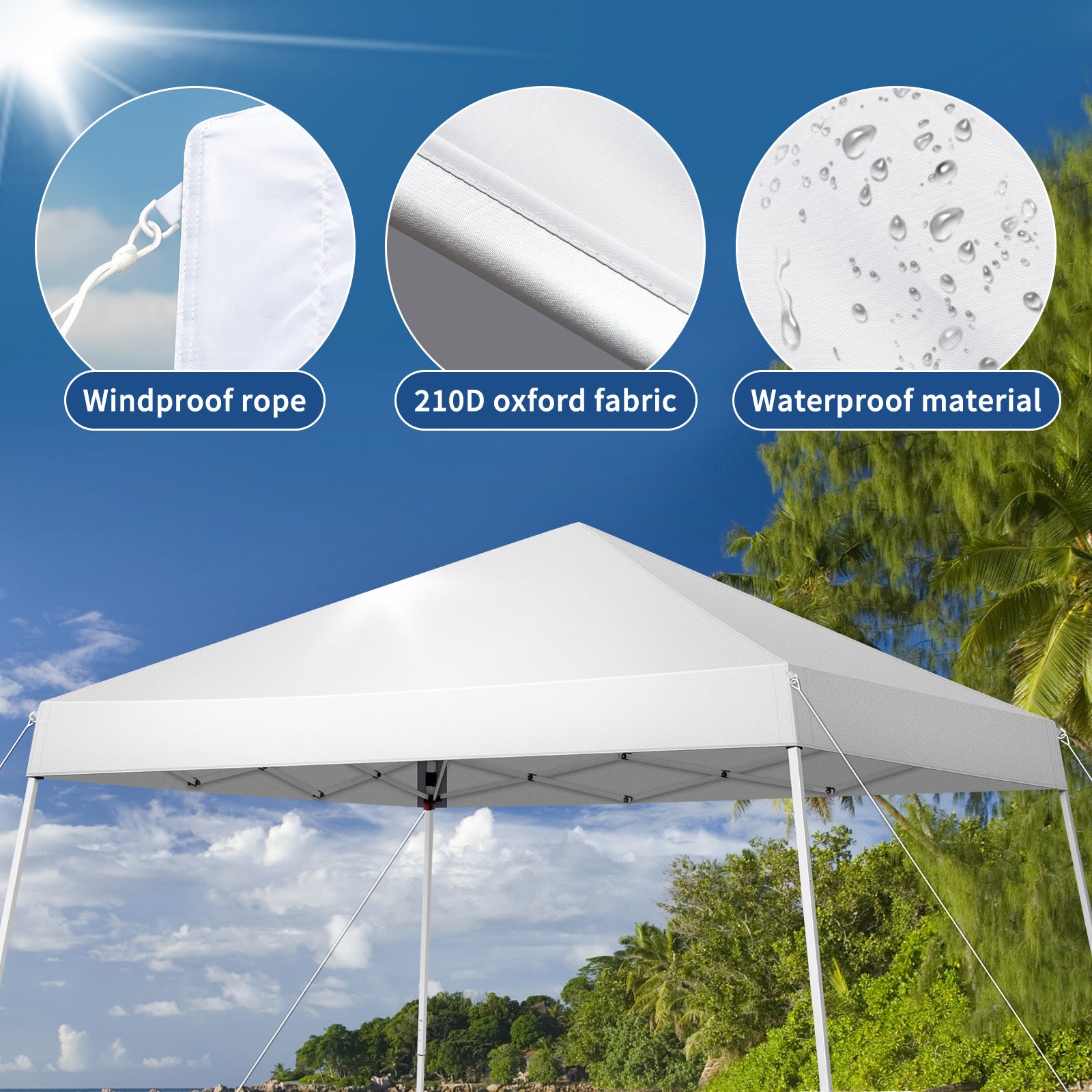HAOYYE 3x3m Portable Folding Canopy Tent Outdoor Waterproof Pop Up Gazebo with Carry Bag for Patio Garden Backyard Event Shelte