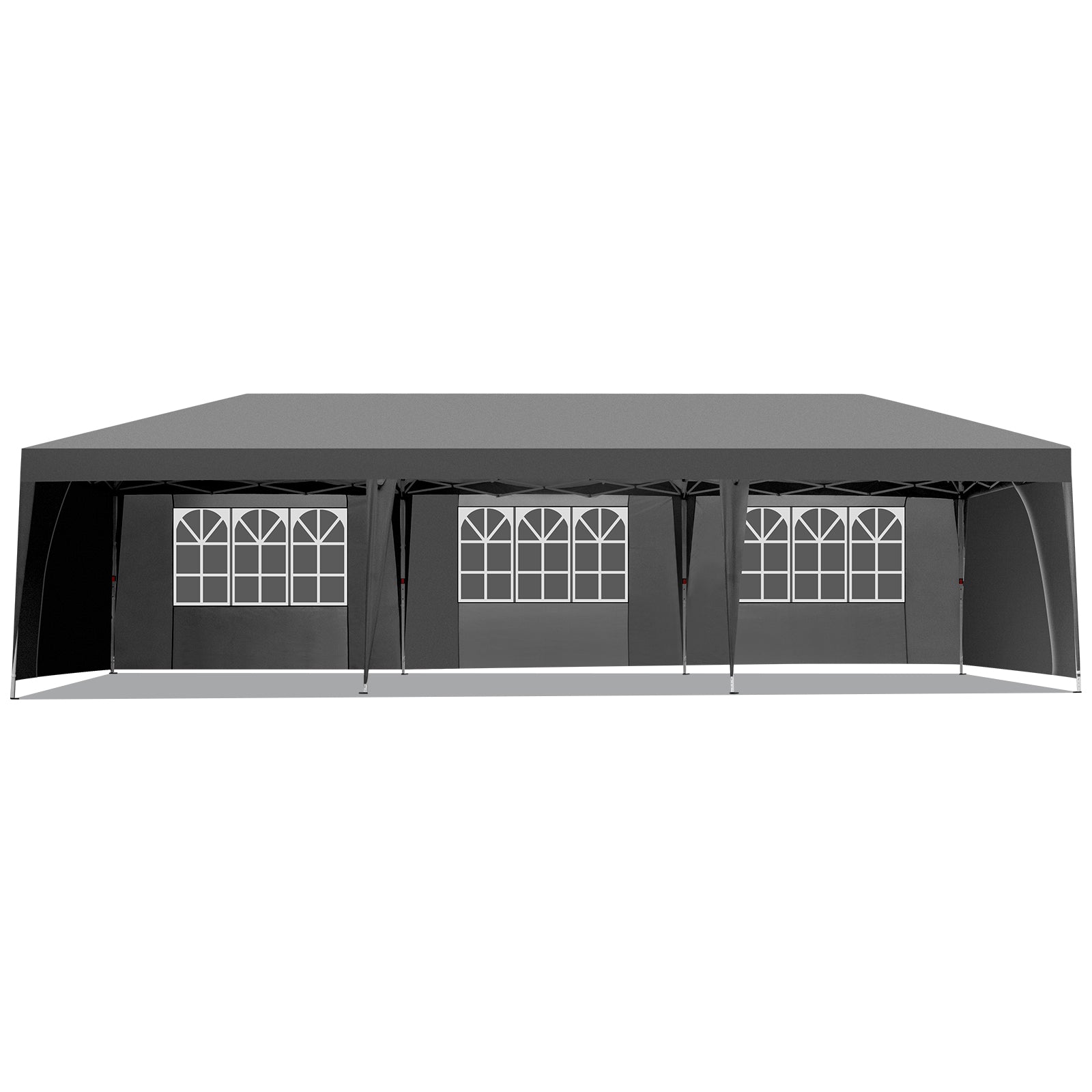 HAOYYE 10*29.5*8.8ft Folding Gazebo Tent with 6 Windows and 2 Doors, Oxford Cloth Canopy with 8 Sandbags and Rolling Tugboat Bag, Waterproof UV-Resistant Outdoor Event Shelter, Adjustable Height