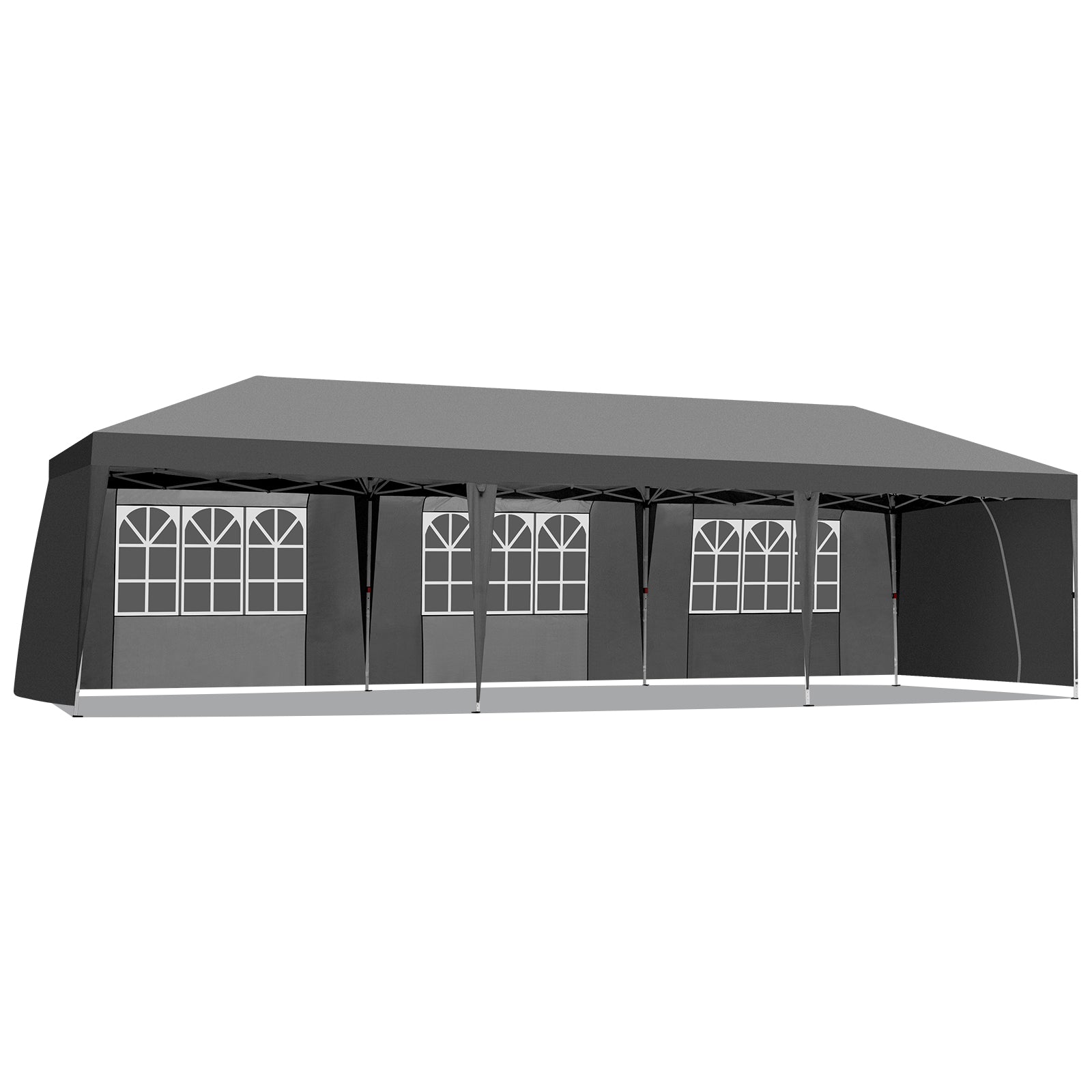 HAOYYE 10*29.5*8.8ft Folding Gazebo Tent with 6 Windows and 2 Doors, Oxford Cloth Canopy with 8 Sandbags and Rolling Tugboat Bag, Waterproof UV-Resistant Outdoor Event Shelter, Adjustable Height