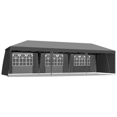 HAOYYE 10*29.5*8.8ft Folding Gazebo Tent with 6 Windows and 2 Doors, Oxford Cloth Canopy with 8 Sandbags and Rolling Tugboat Bag, Waterproof UV-Resistant Outdoor Event Shelter, Adjustable Height