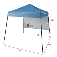 HAOYYE 7.88*7.88*7.22ft Portable Outdoor Folding Canopy Tent with Backpack Storage Bag, One Sidewall Net Pocket, UV Protection Waterproof Oxford Cloth Shade, Lightweight Pop-Up Gazebo for Beach Camping Patio