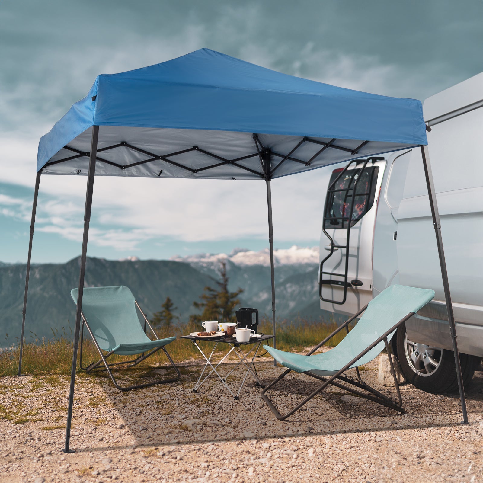HAOYYE 7.88*7.88*7.22ft Portable Outdoor Folding Canopy Tent with Backpack Storage Bag, One Sidewall Net Pocket, UV Protection Waterproof Oxford Cloth Shade, Lightweight Pop-Up Gazebo for Beach Camping Patio