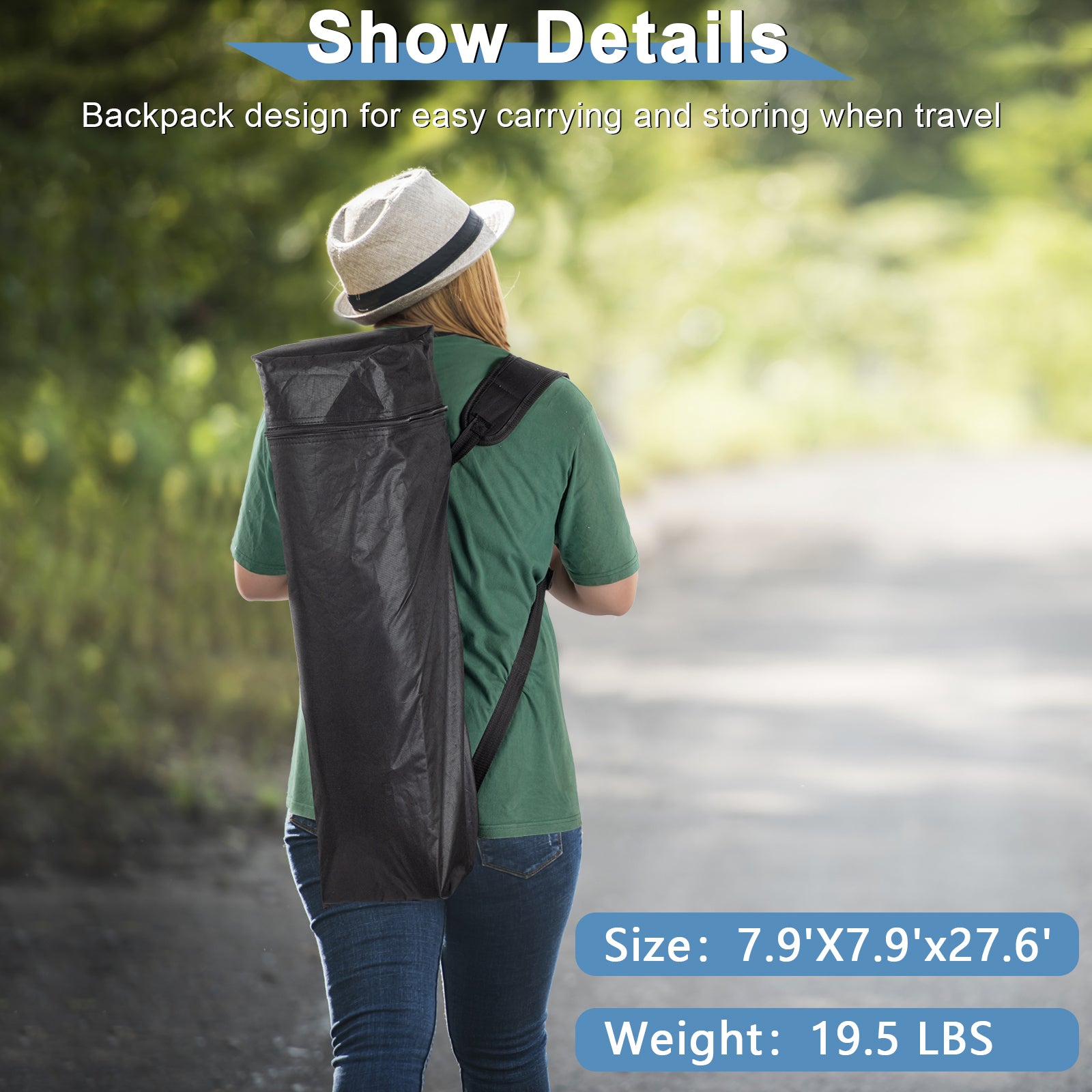HAOYYE 7.88*7.88*7.22ft Portable Outdoor Folding Canopy Tent with Backpack Storage Bag, One Sidewall Net Pocket, UV Protection Waterproof Oxford Cloth Shade, Lightweight Pop-Up Gazebo for Beach Camping Patio