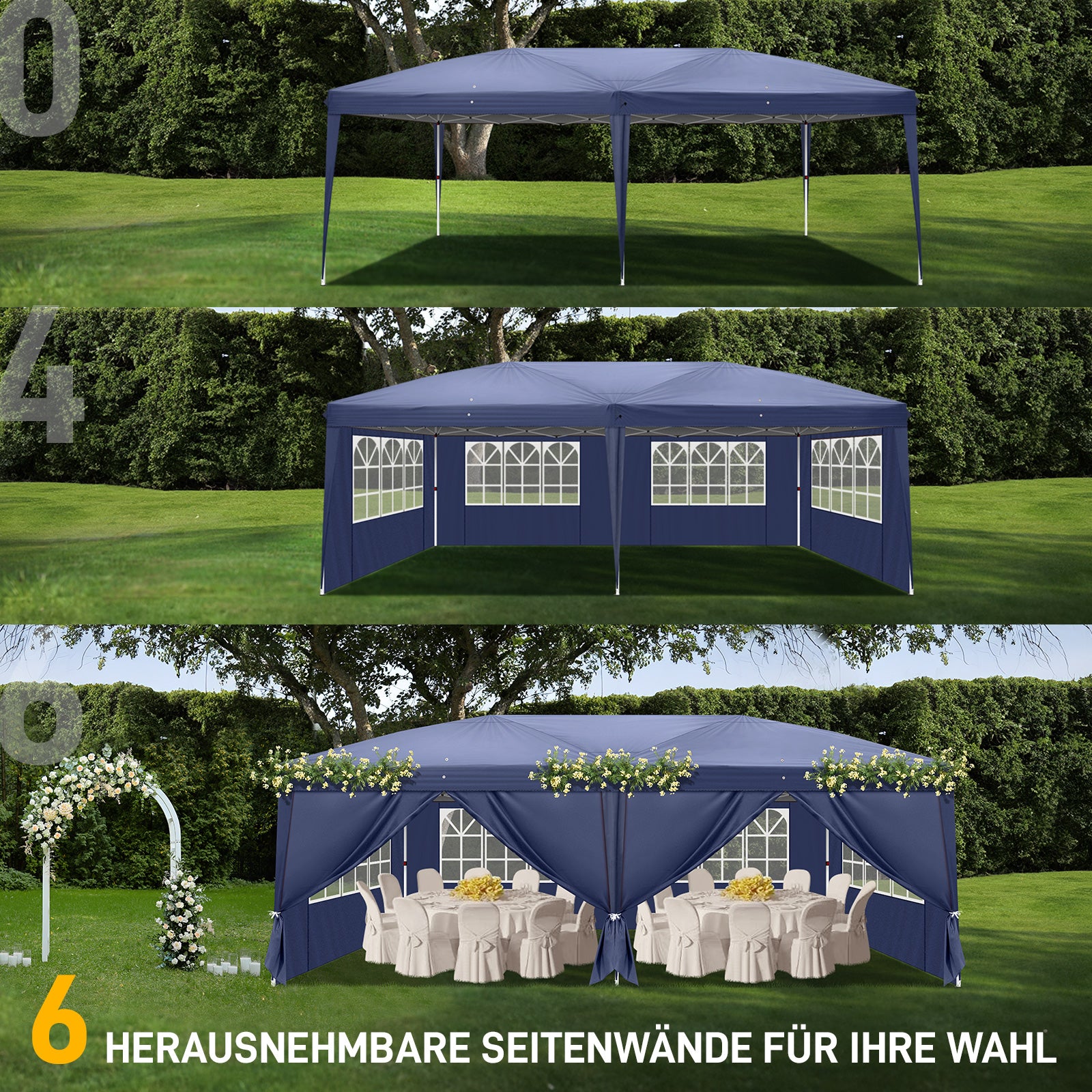 HAOYYE 20*10*8.8ft Waterproof Folding Tent Blue Outdoor Canopy Shelter with Carry Bag for Backyard Camping Events Portable Heavy Duty Pop Up Gazebo Tent with Adjustable Height for Home and Outdoor Use