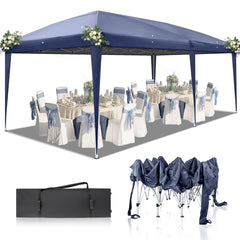 HAOYYE 20*10*8.8ft Waterproof Folding Tent Blue Outdoor Canopy Shelter with Carry Bag for Backyard Camping Events Portable Heavy Duty Pop Up Gazebo Tent with Adjustable Height for Home and Outdoor Use