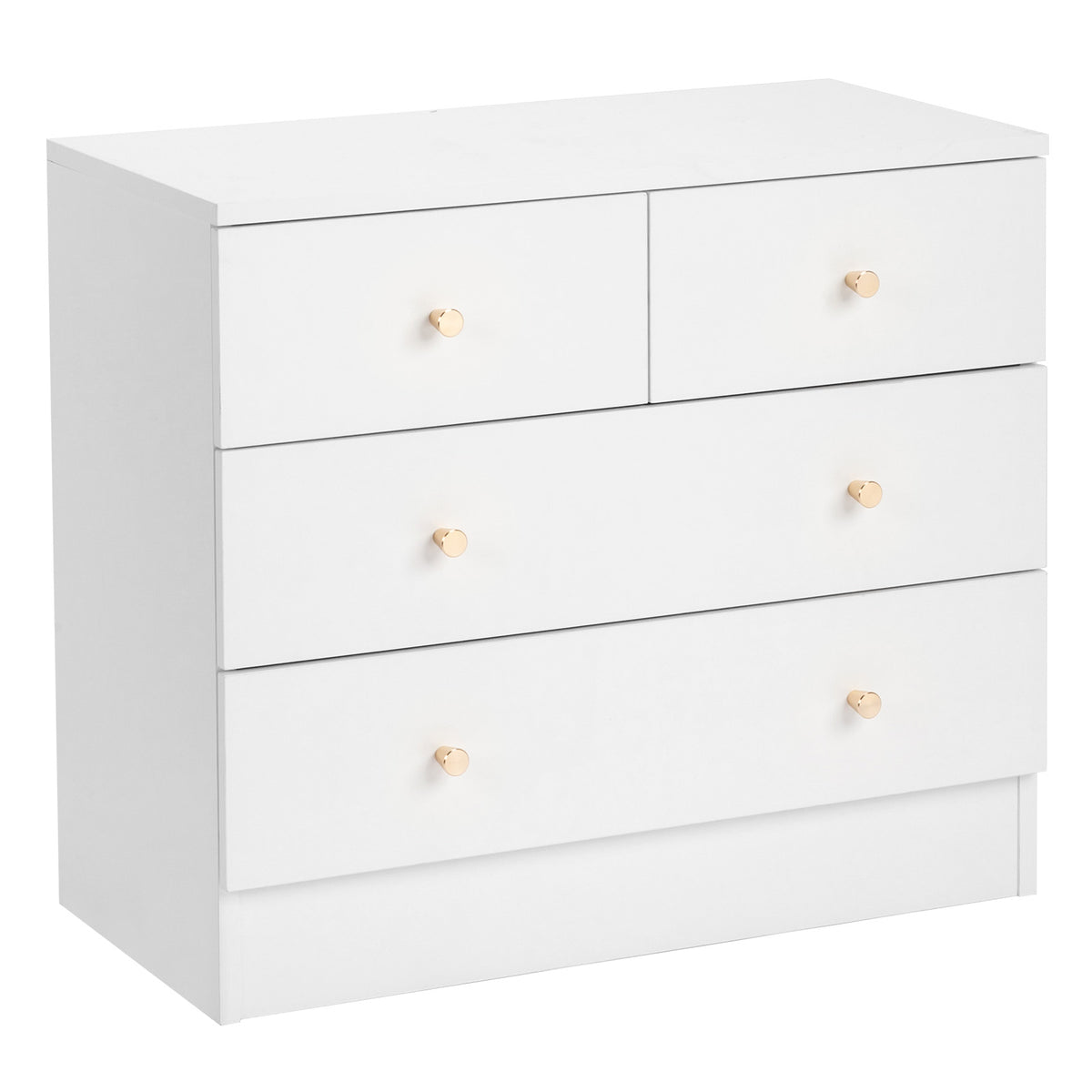 HAOYYE Modern Simple 4-Drawer Dresser Nightstand in White, Compact and Stylish Storage Solution for Bedroom, Living Room, or Entryway, Sleek and Functional Design for Organizing Clothes, Accessories, and More