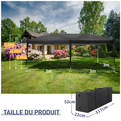 HAOYYE 10x20ft Black Pop Up Canopy Tent with 6 Removable Sidewalls and 4 Transparent Windows Waterproof Oxford Fabric Folding Gazebo with Powder Coated Steel Frame Portable Outdoor Shelter for Patio Garden Market Events