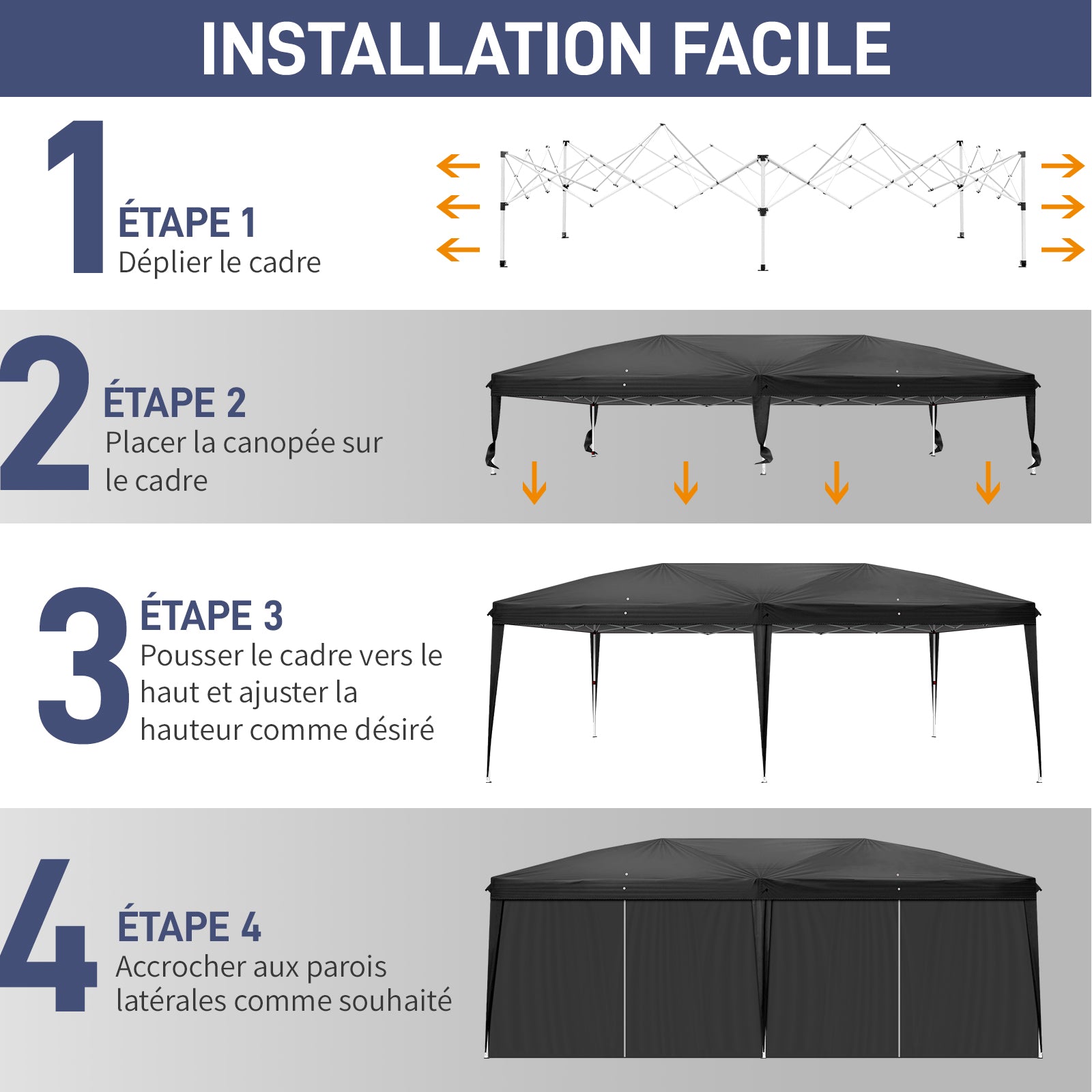 HAOYYE 10x20ft Black Pop Up Canopy Tent with 6 Removable Sidewalls and 4 Transparent Windows Waterproof Oxford Fabric Folding Gazebo with Powder Coated Steel Frame Portable Outdoor Shelter for Patio Garden Market Events