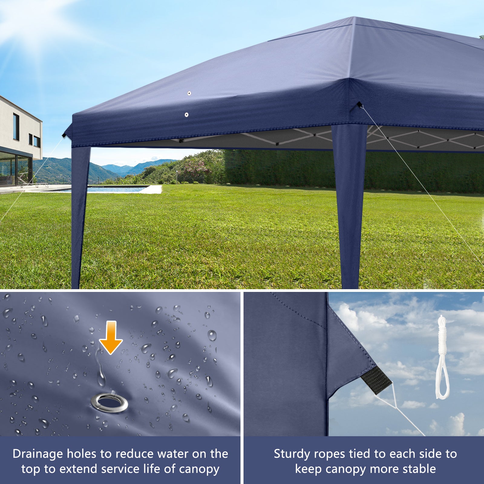 HAOYYE Two Windows Practical Waterproof Folding Tent, Portable Canopy for Outdoor Events, Camping, Picnics, and Protection from Sun and Rain