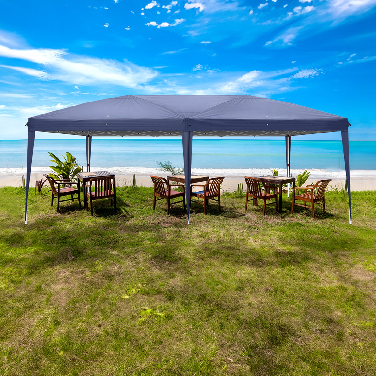 HAOYYE Two Windows Practical Waterproof Folding Tent, Portable Canopy for Outdoor Events, Camping, Picnics, and Protection from Sun and Rain