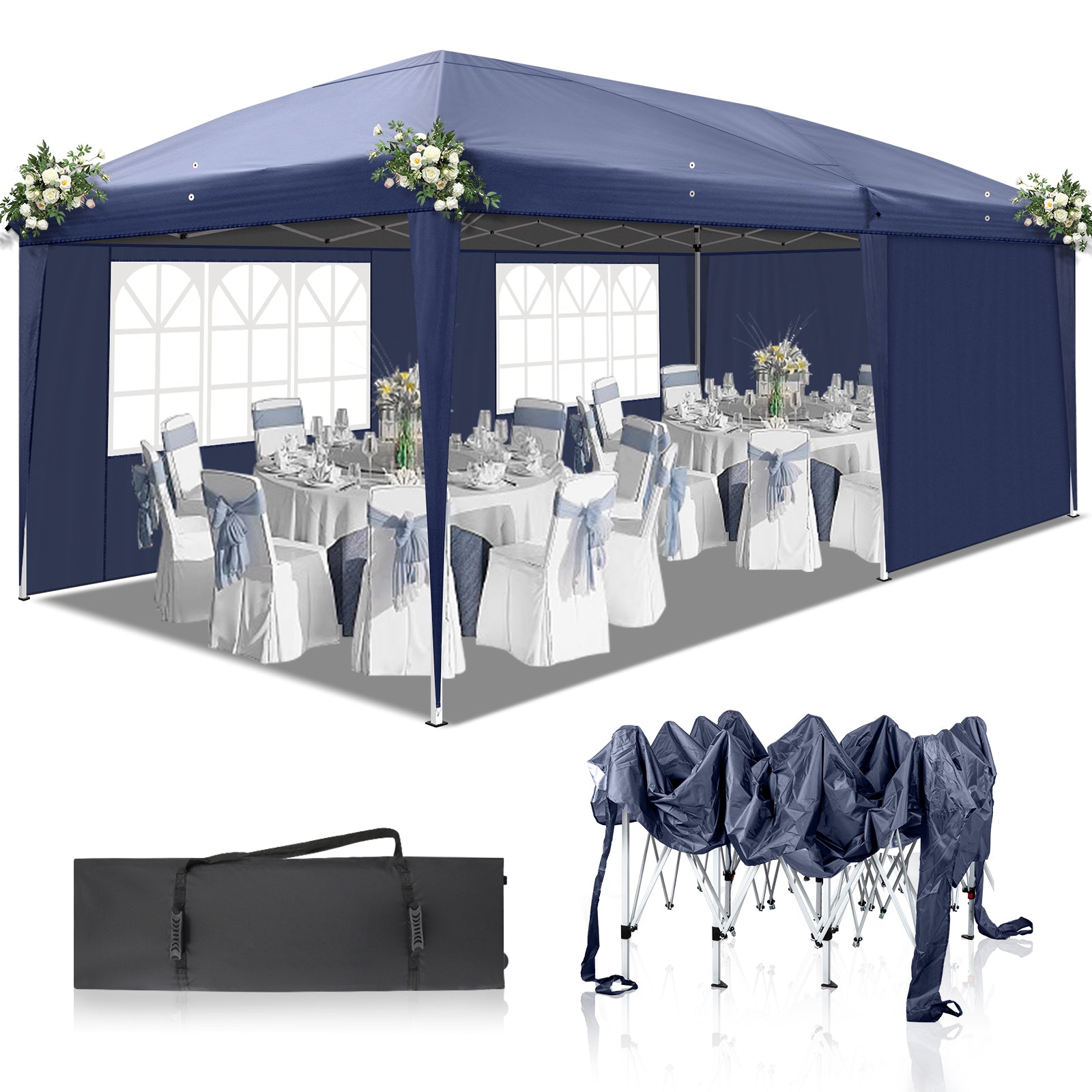 HAOYYE Two Windows Practical Waterproof Folding Tent, Portable Canopy for Outdoor Events, Camping, Picnics, and Protection from Sun and Rain