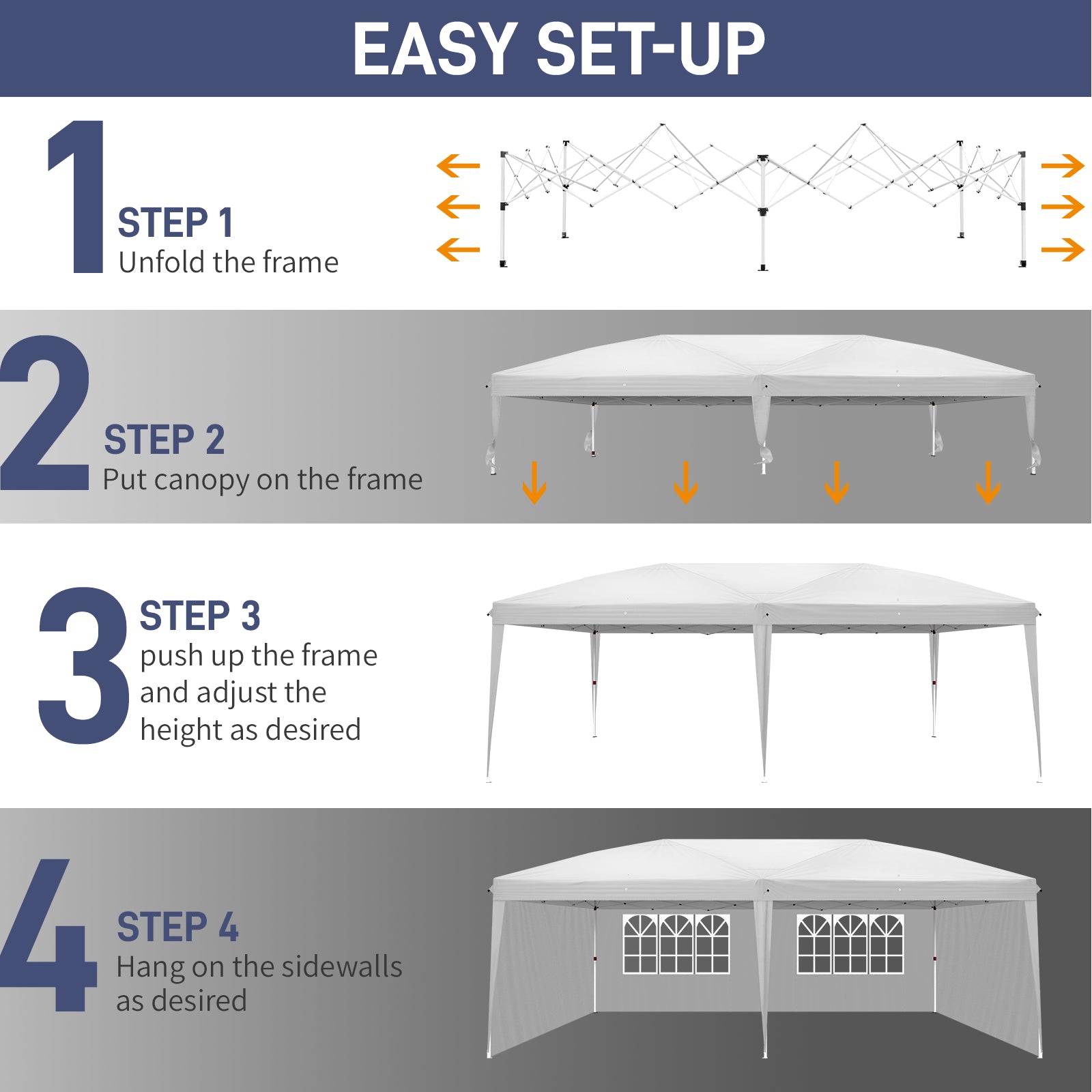 HAOYYE Two Windows Practical Waterproof Folding Tent, White, Outdoor Camping Tent with Adjustable Height, Easy to Install