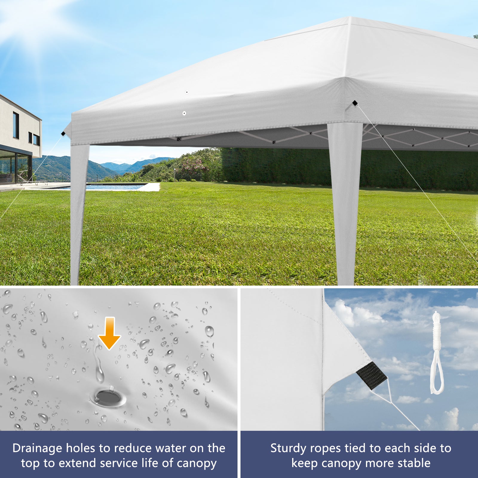 HAOYYE Two Windows Practical Waterproof Folding Tent, White, Outdoor Camping Tent with Adjustable Height, Easy to Install