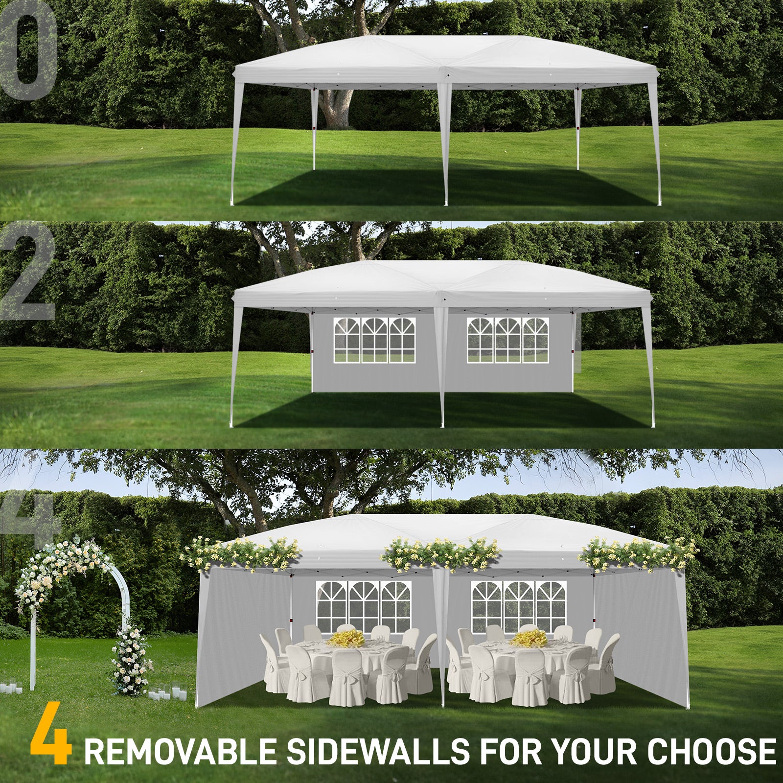 HAOYYE Two Windows Practical Waterproof Folding Tent, White, Outdoor Camping Tent with Adjustable Height, Easy to Install