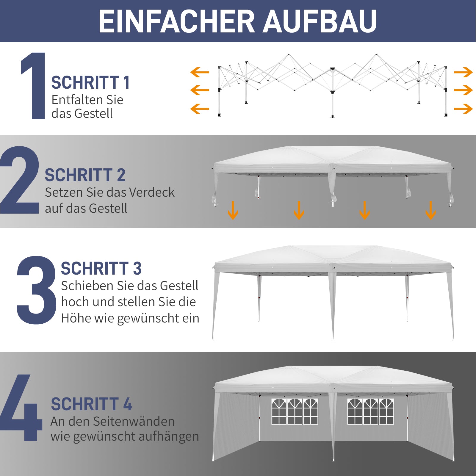 HAOYYE Four Windows Practical Waterproof Folding Tent, White, Outdoor Event Tent with Adjustable Height and Easy Setup