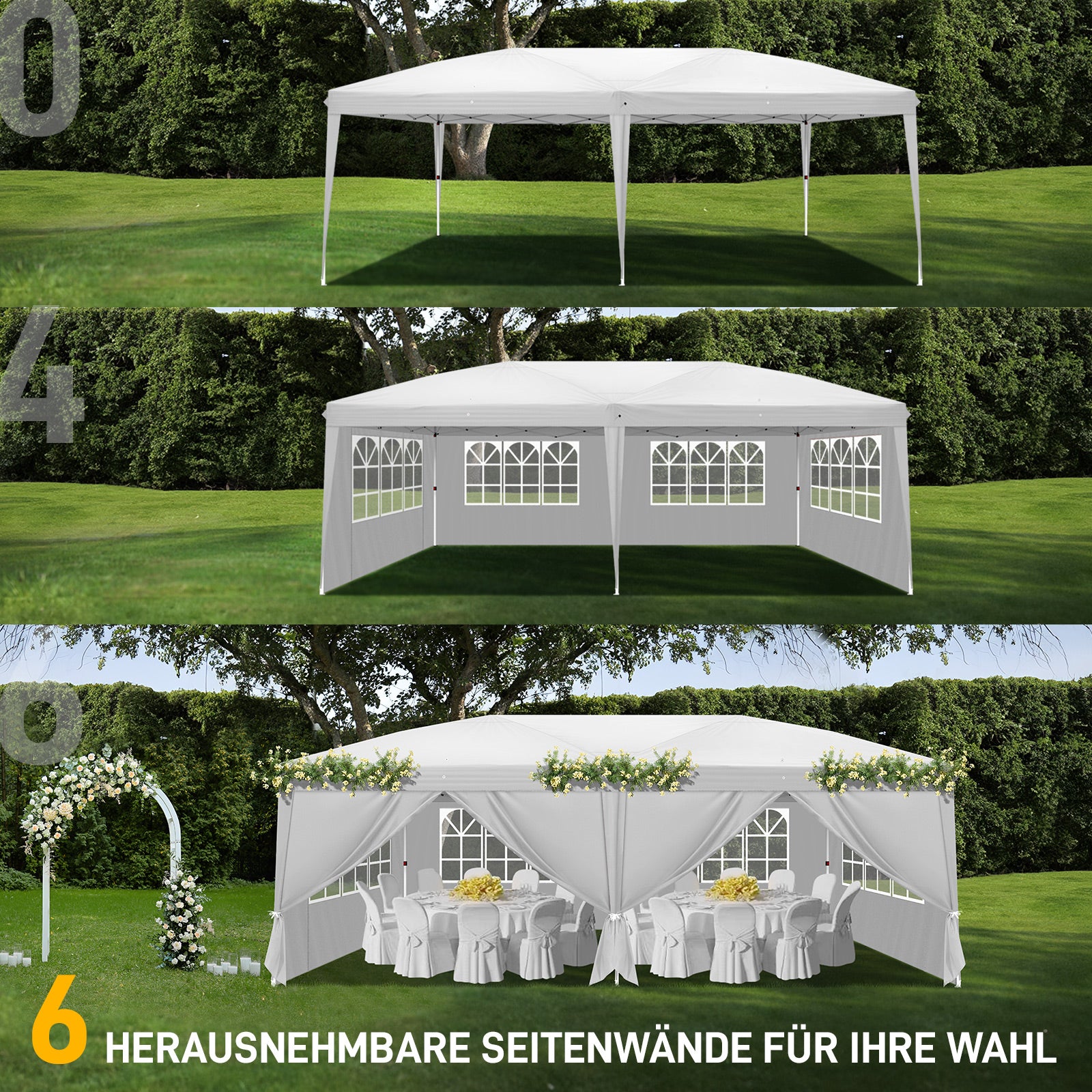 HAOYYE Four Windows Practical Waterproof Folding Tent, White, Outdoor Event Tent with Adjustable Height and Easy Setup