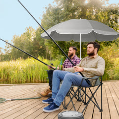 HAOYYE Portable 2-Seat Folding Chair with Removable Sun Umbrella, Gray, Sturdy Outdoor Camping Bench with Built-in Cup Holders, Lightweight and Space-Saving Design, Ideal for Beach, Picnic, Patio, and Outdoor Activities