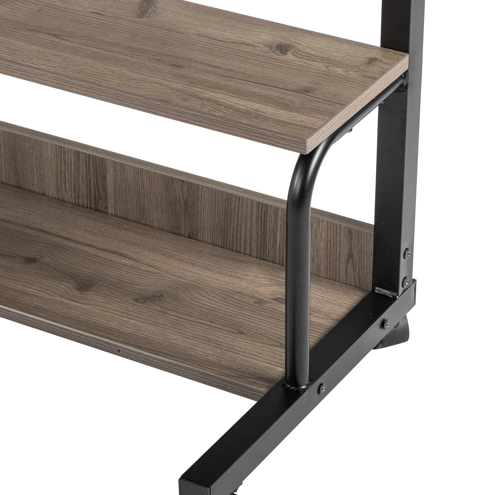 Haoyye Gray Oak P2 Particle Board Adjustable Computer Desk with Melamine Coating, 3 USB and 2 AC Outlets, Ergonomic Height Adjustment, Durable and Modern Design for Student and Office Use
