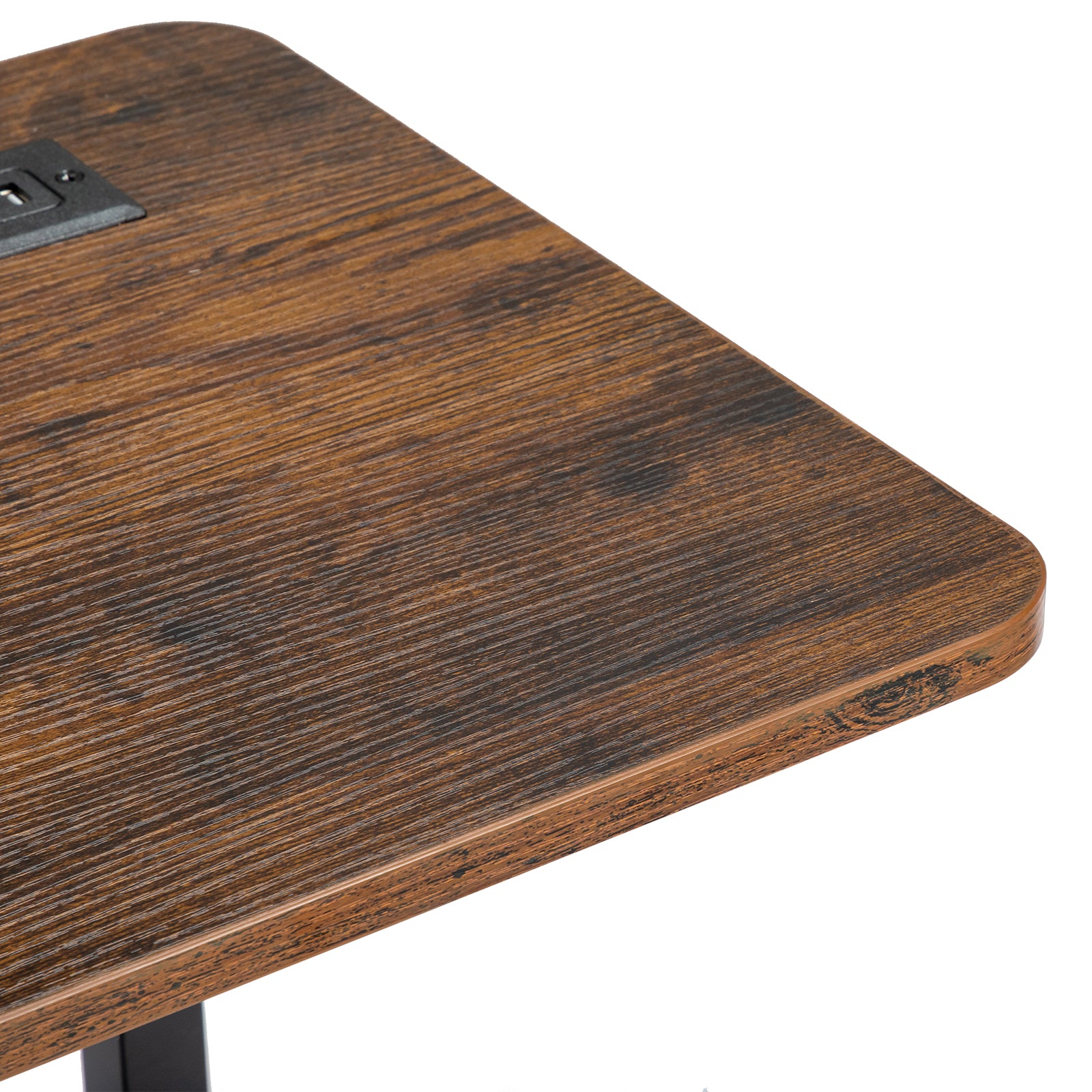 Haoyye Brown Oak P2 Particle Board Adjustable Computer Desk with Melamine Coating, Featuring Three USB and Two AC Outlets, Ergonomic Height Adjustment for Personalized Comfort