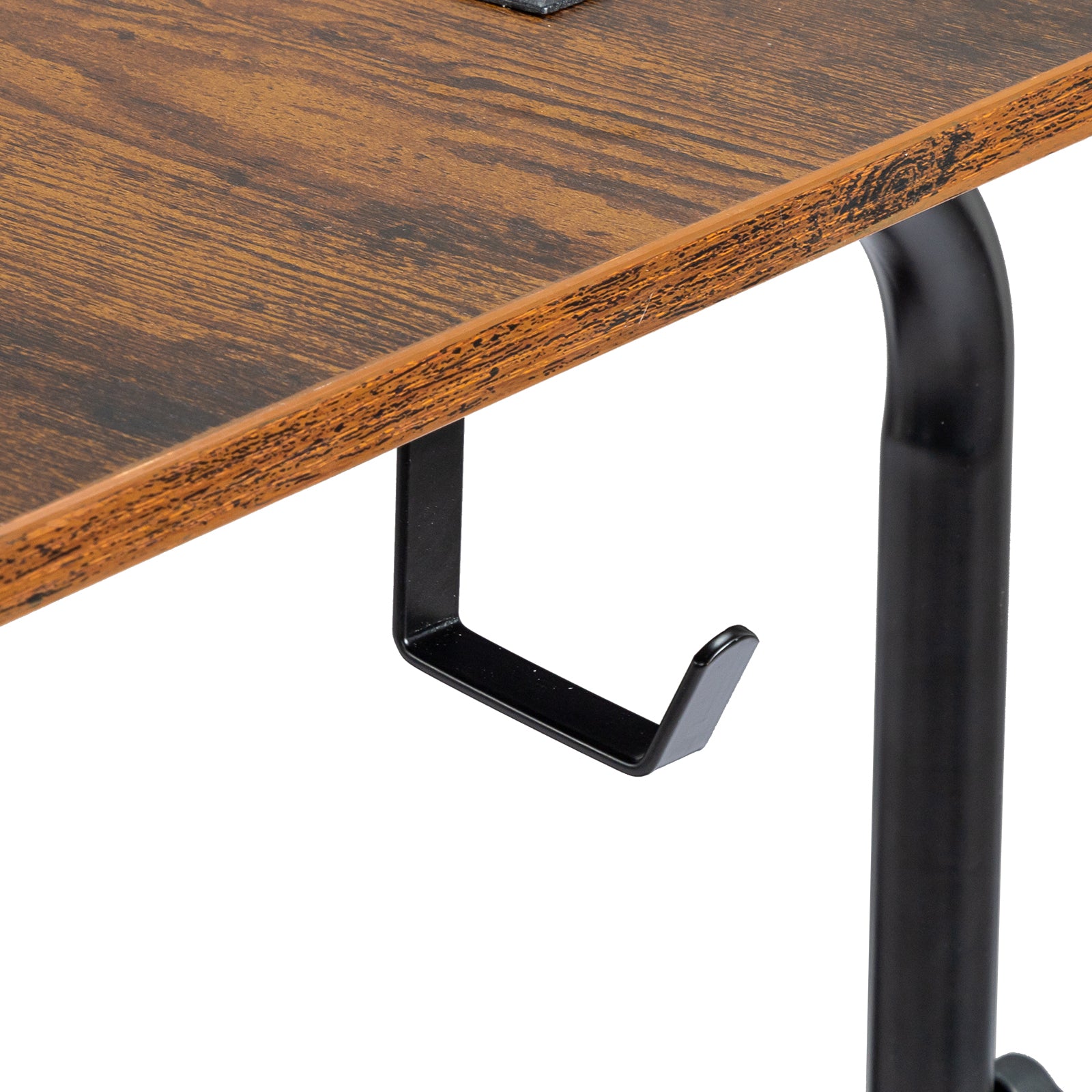 Haoyye Brown Oak P2 Particle Board Adjustable Computer Desk with Melamine Coating, Featuring Three USB and Two AC Outlets, Ergonomic Height Adjustment for Personalized Comfort