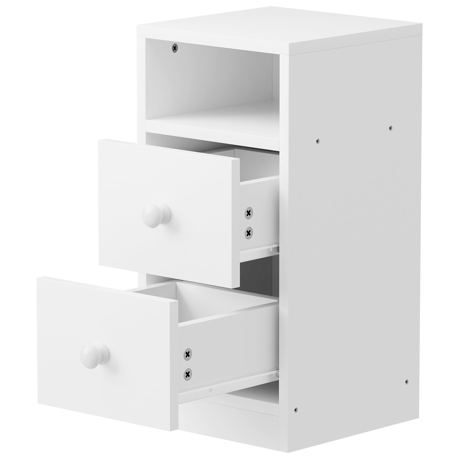 DE Direct HAOYYE 2PCS Night Stand with Two Drawer White Modern Bedside Table for Bedroom Living Room Dorm Space-Saving Minimalist Style End Table with Storage Cabinet