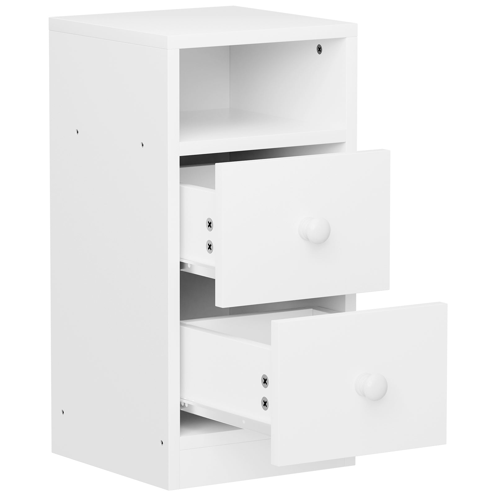 DE Direct HAOYYE 2PCS Night Stand with Two Drawer White Modern Bedside Table for Bedroom Living Room Dorm Space-Saving Minimalist Style End Table with Storage Cabinet