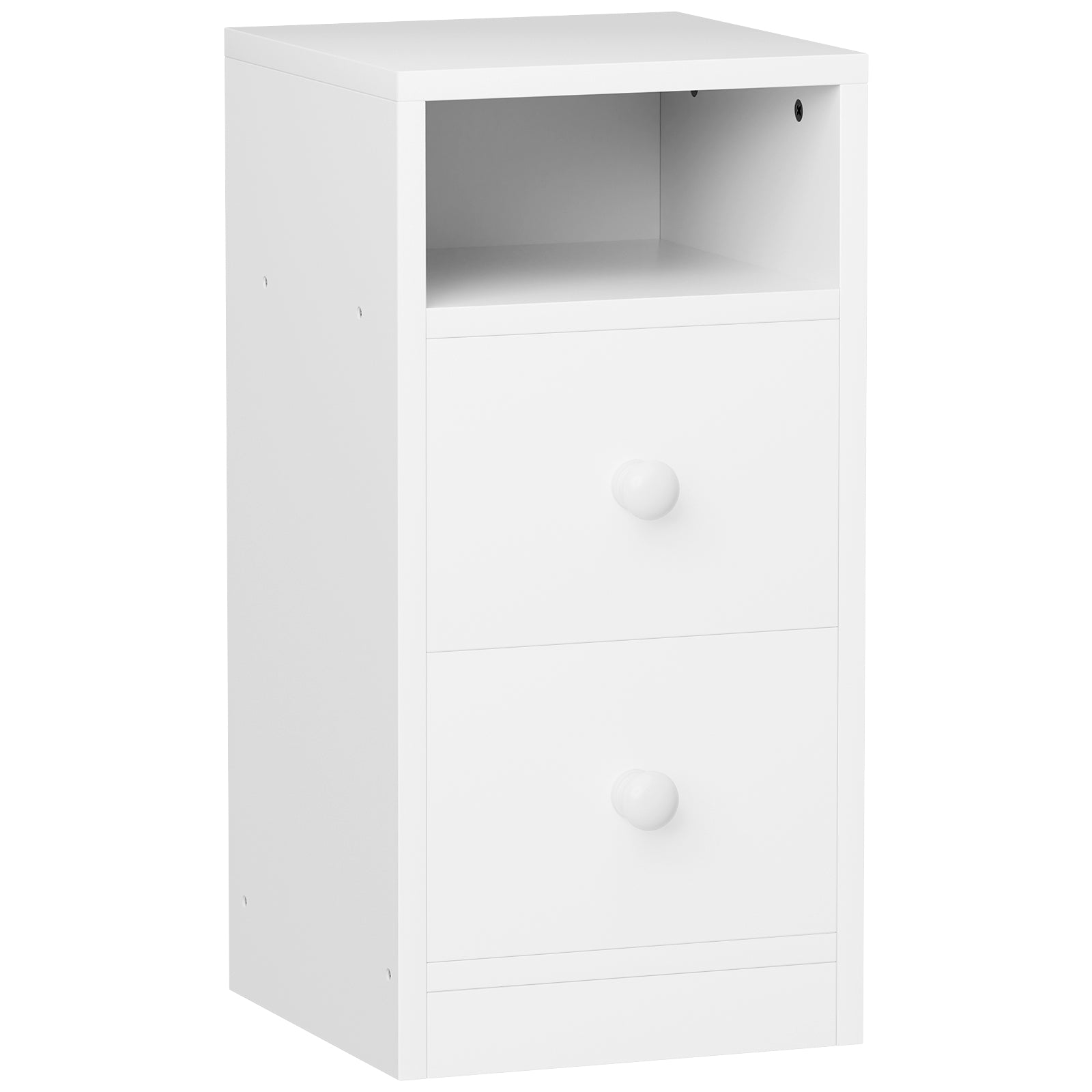 DE Direct HAOYYE 2PCS Night Stand with Two Drawer White Modern Bedside Table for Bedroom Living Room Dorm Space-Saving Minimalist Style End Table with Storage Cabinet