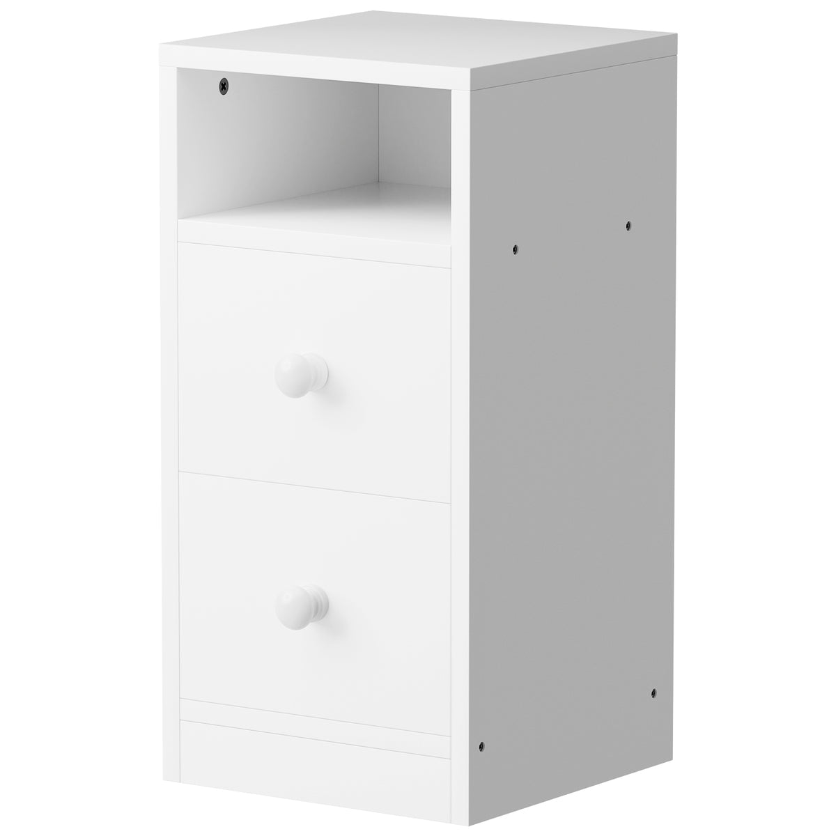 DE Direct HAOYYE 2PCS Night Stand with Two Drawer White Modern Bedside Table for Bedroom Living Room Dorm Space-Saving Minimalist Style End Table with Storage Cabinet