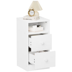 DE Direct HAOYYE 2PCS Night Stand with Two Drawer White Modern Bedside Table for Bedroom Living Room Dorm Space-Saving Minimalist Style End Table with Storage Cabinet
